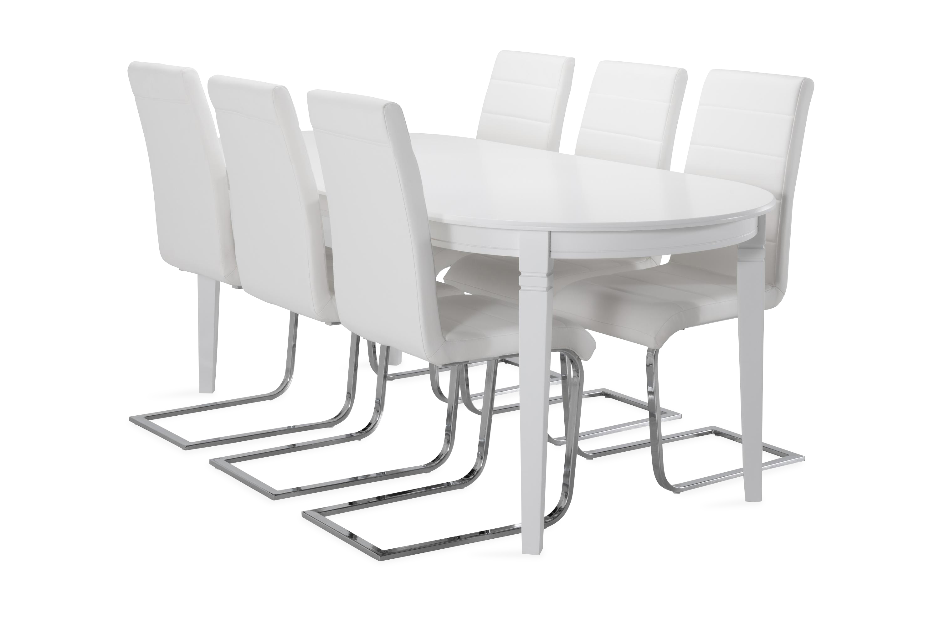 Matbord Lowisa med 6 st Jack stolar VitKrom