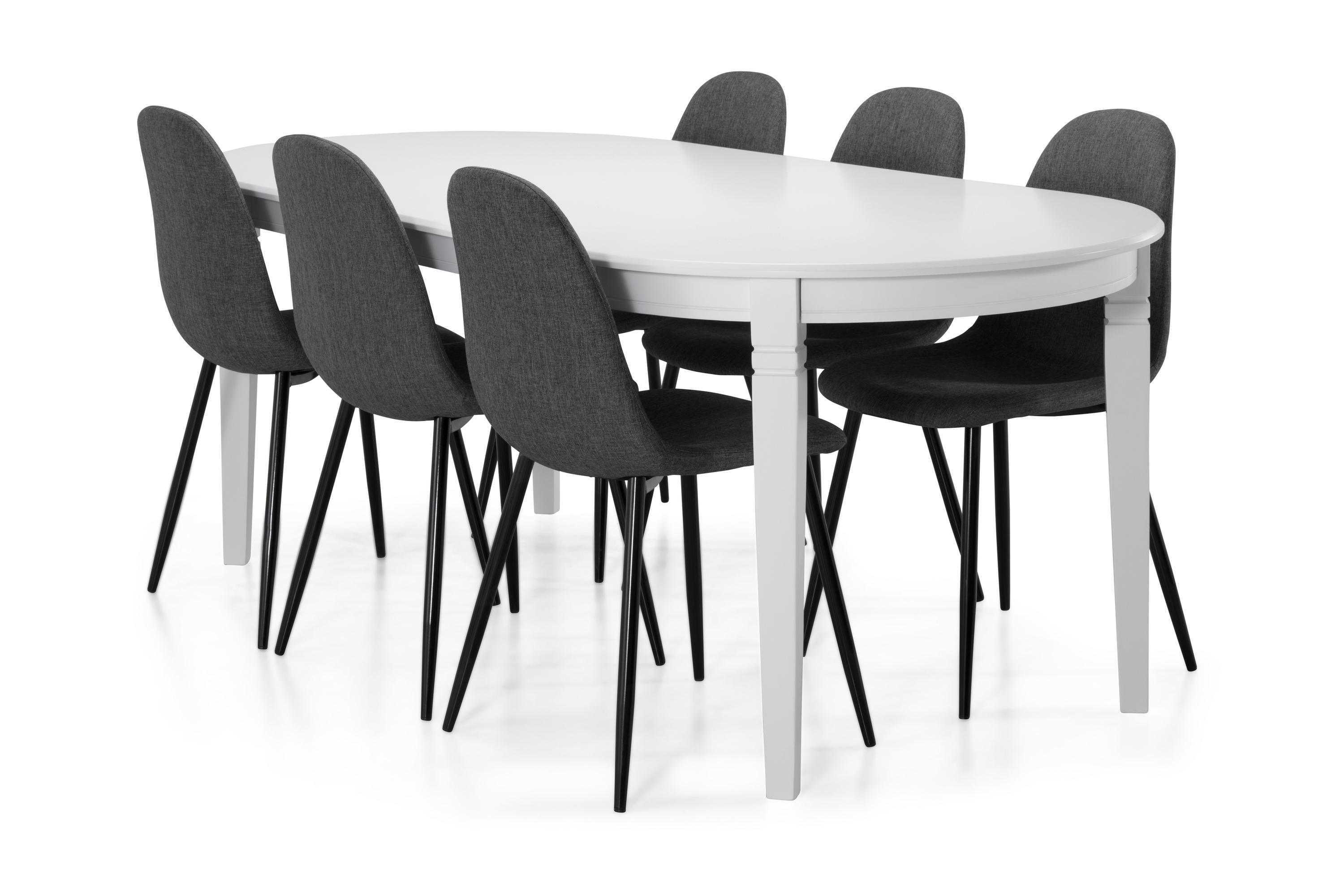 Matbord Lowisa med 6 st Naira stolar VitGråSvart