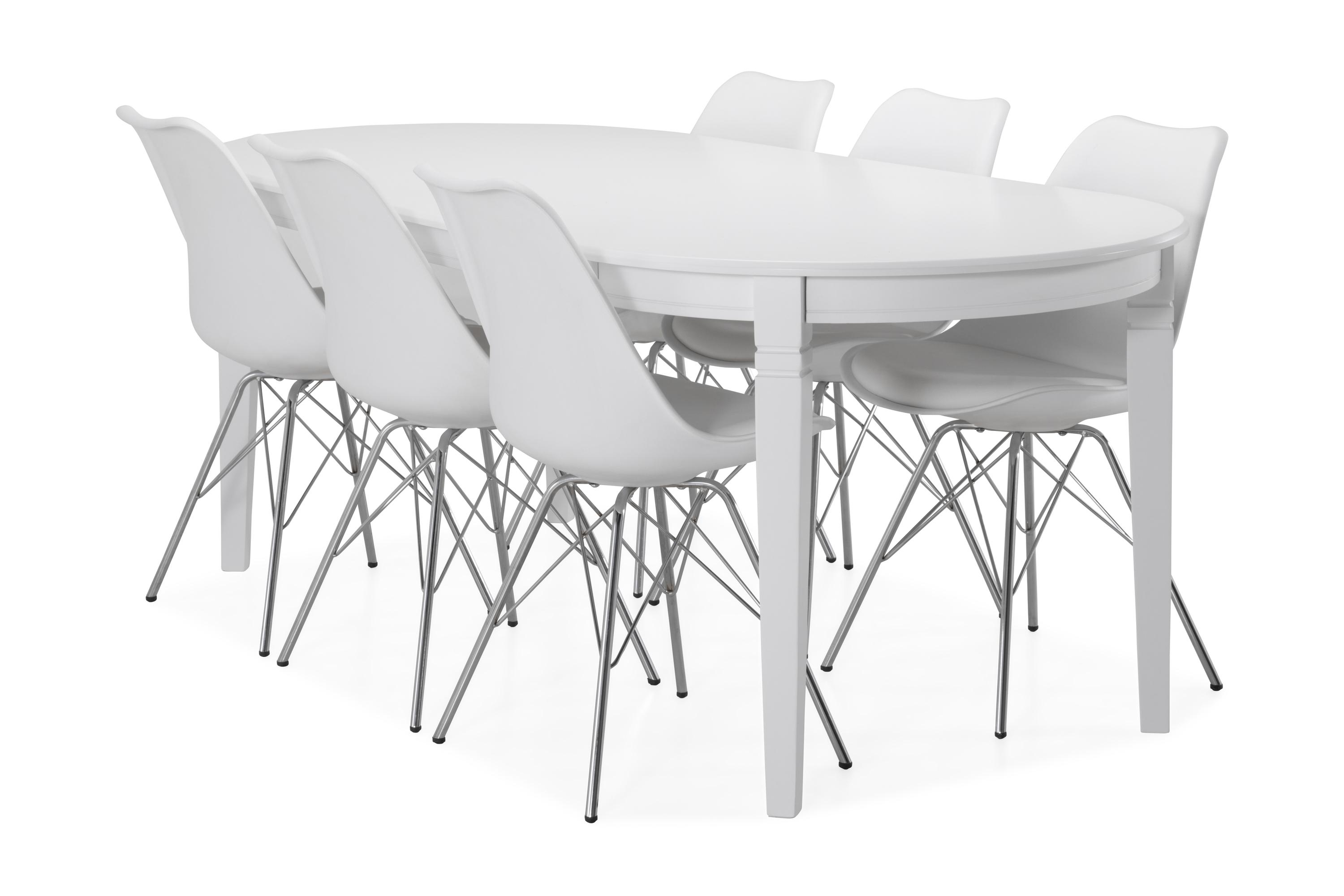 Matbord Lowisa med 6 st Scale stolar VitKrom