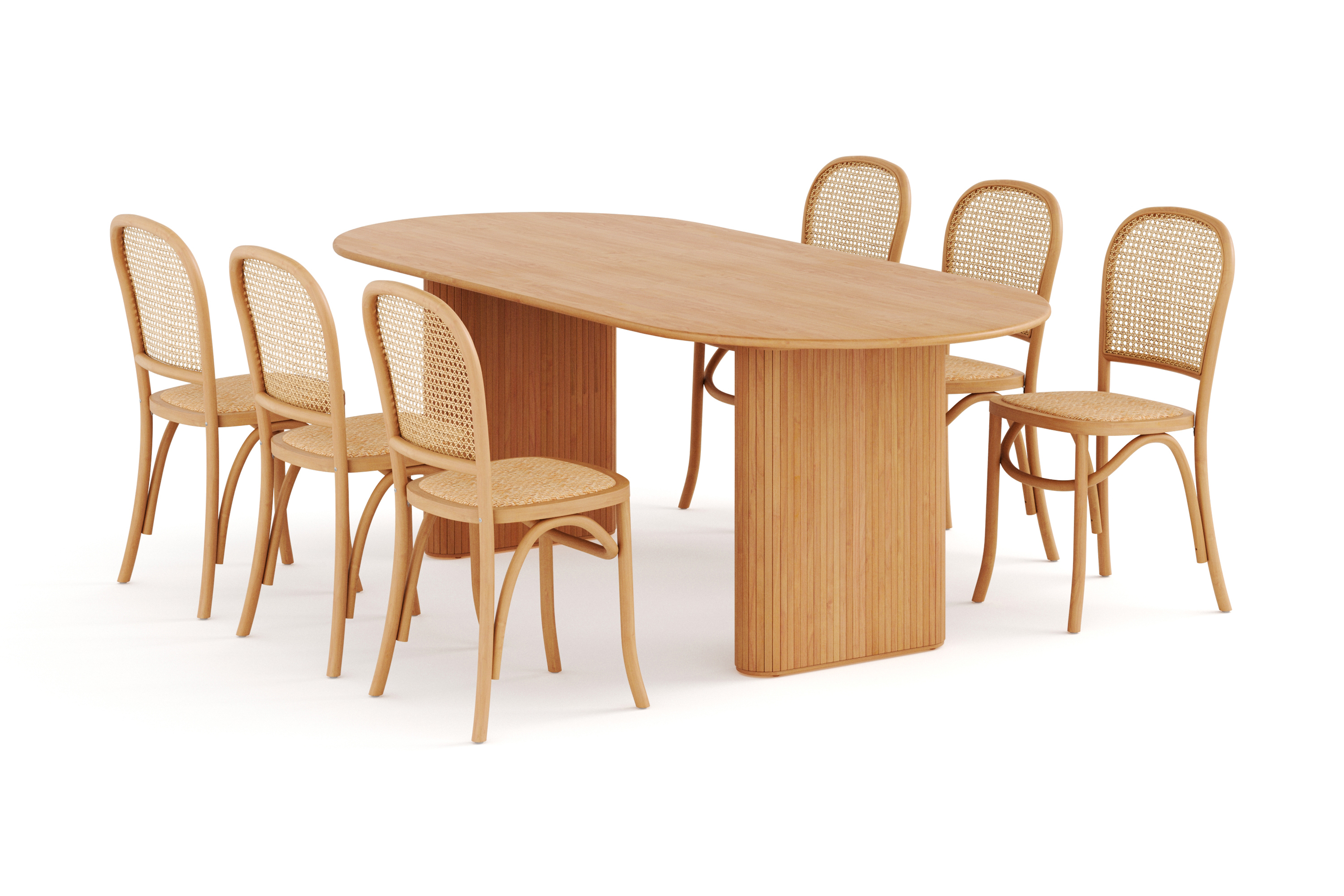 Matbord Neandir 220 cm Massiv Ek med 6 Matstolar Degors Brun