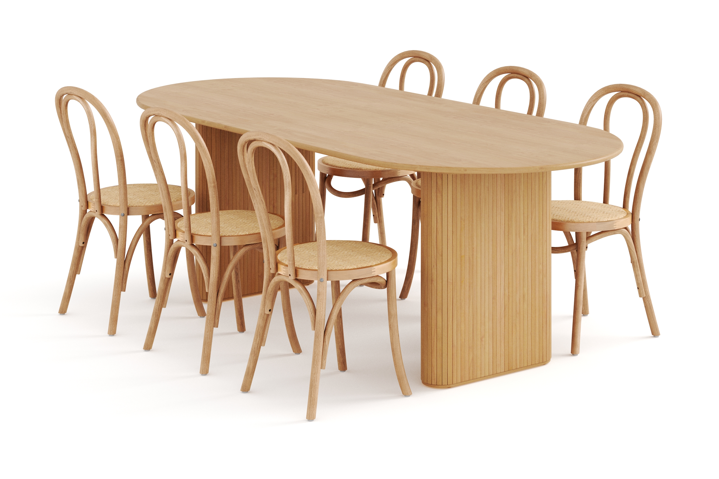 Matbord Neandir 220 cm Massiv Ek med 6 Matstolar Hembrug Brun