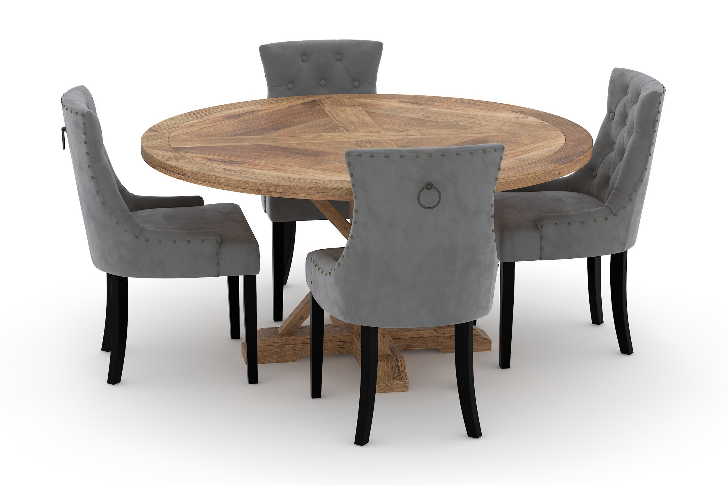 Matbord Yorkshire 150 cm Runt med 4st Köksstol Ophelia Brun