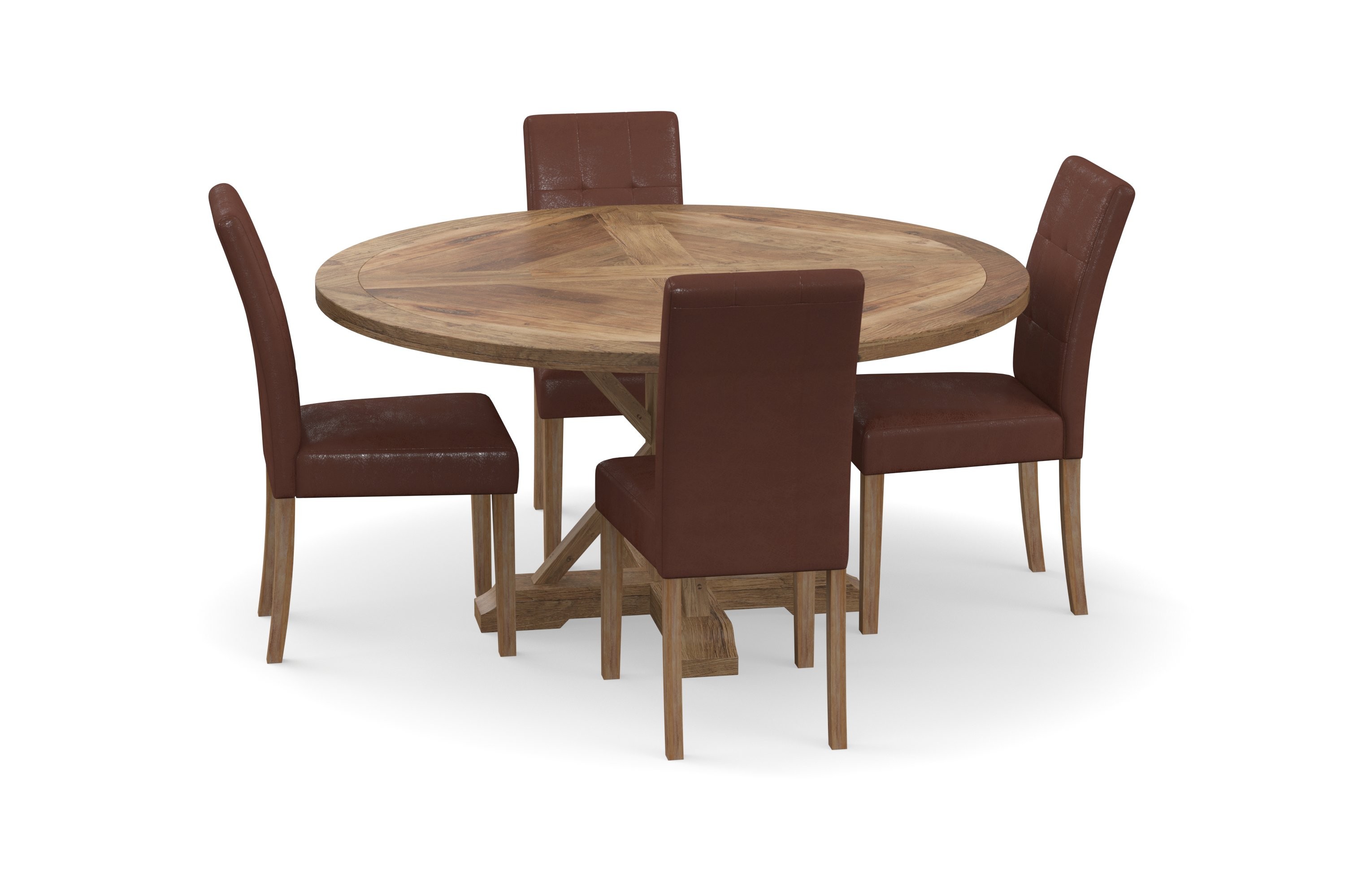 Matbord Yorkshire 150 cm Runt med 4st Matstol Omki Brun