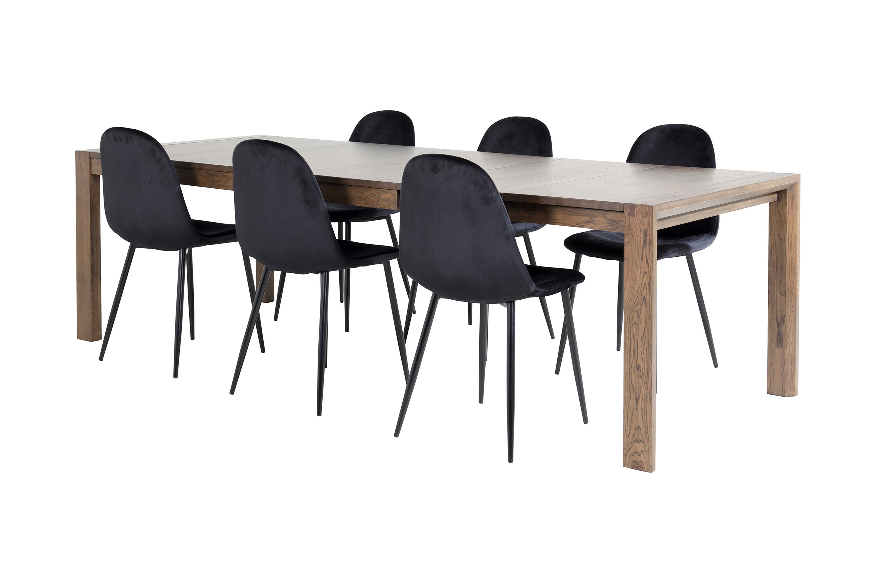Matgrupp Algarmejo Förlängningsbar 170cm inkl 6 Tommy Stol Brun/Svart