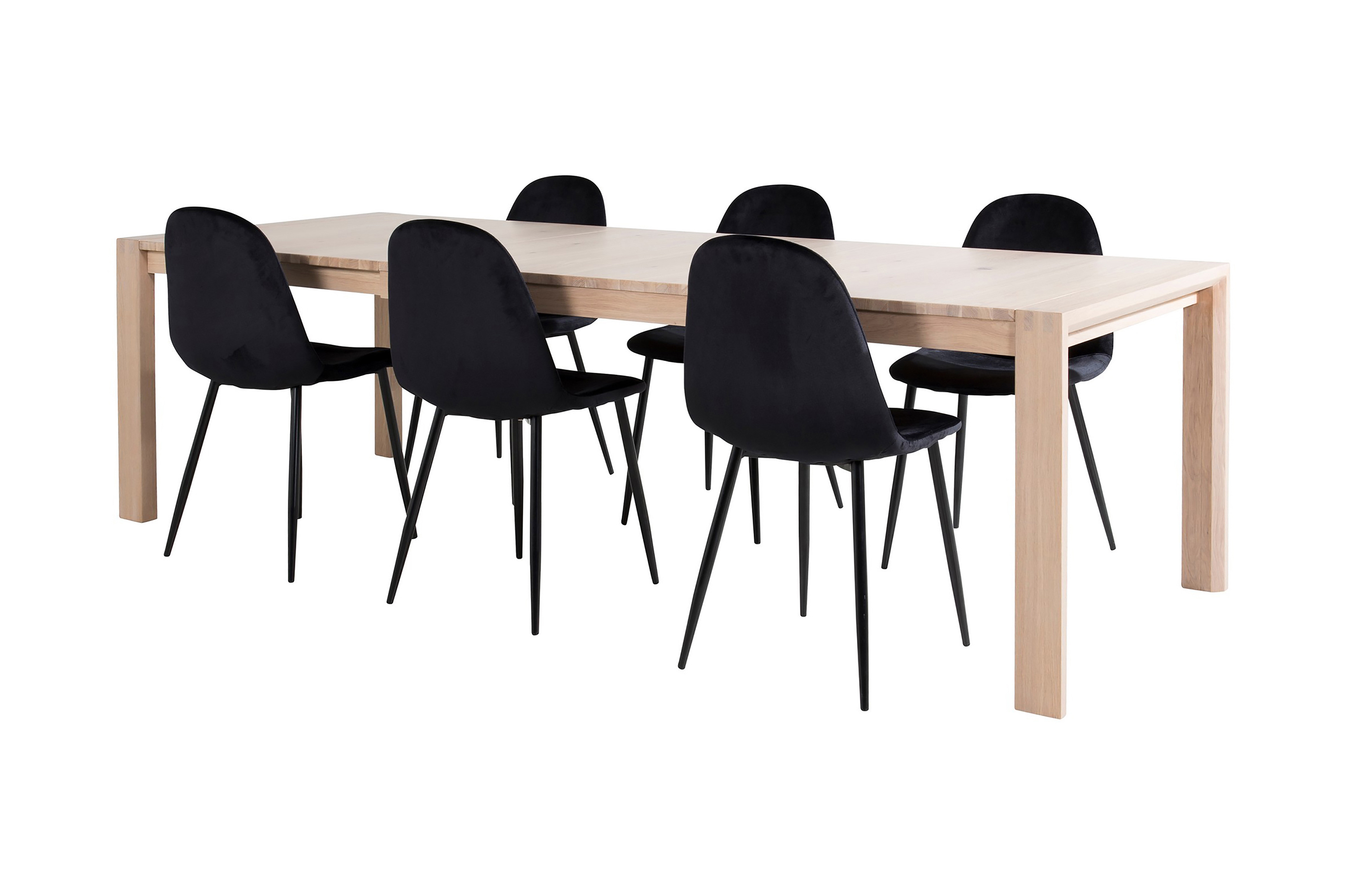 Matgrupp Algarmejo Förlängningsbar 170cm inkl 6 Tommy Stol Vit/Svart