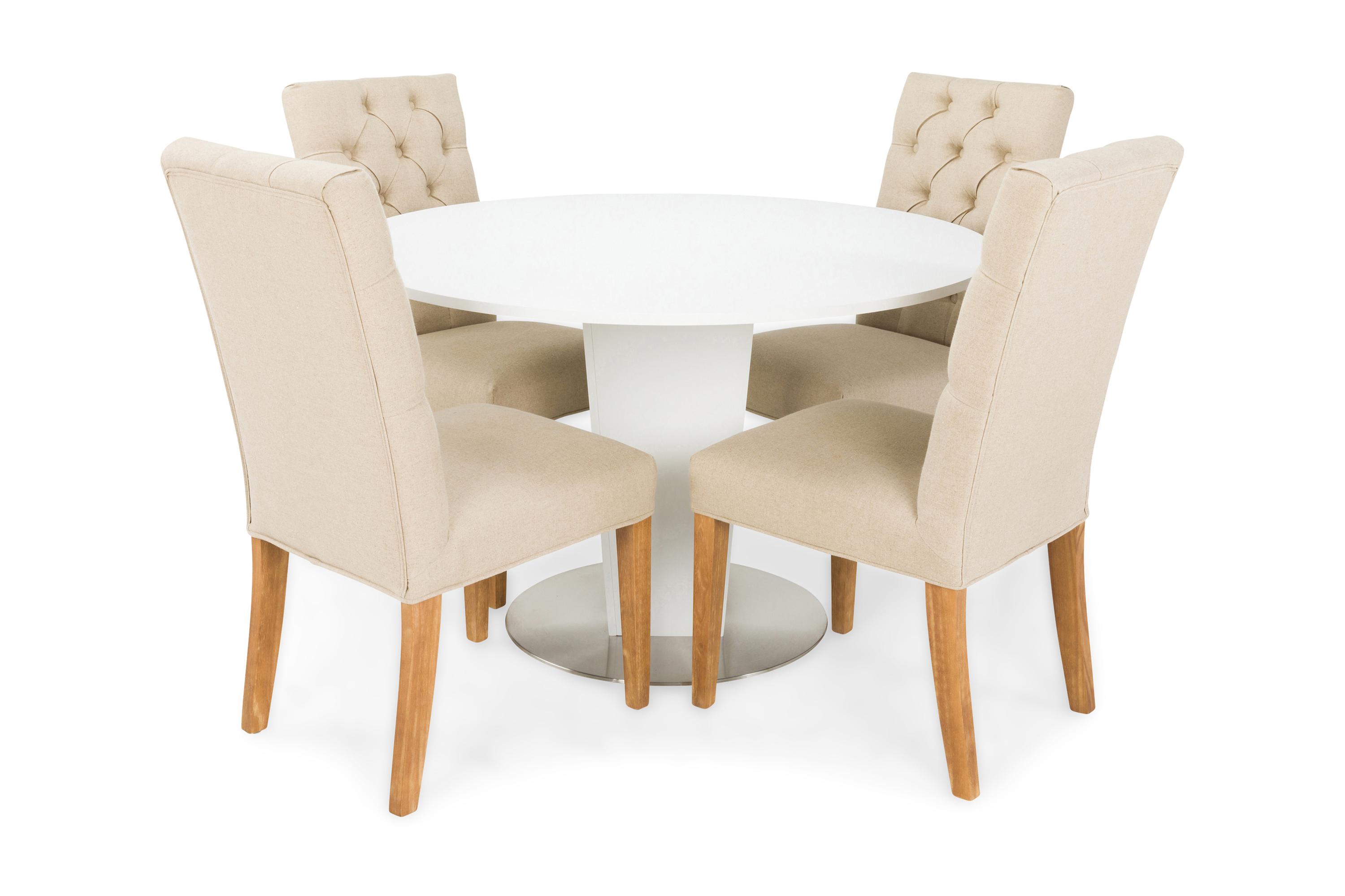 Matgrupp Blocco 120 cm med 4st Emmie stolar Beige Beige