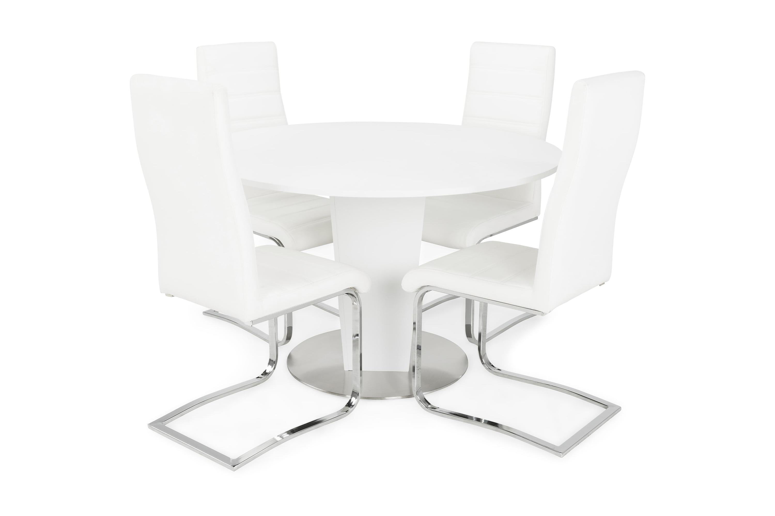 Matgrupp Blocco 120 cm med 4st Jack stolar Vit Vit
