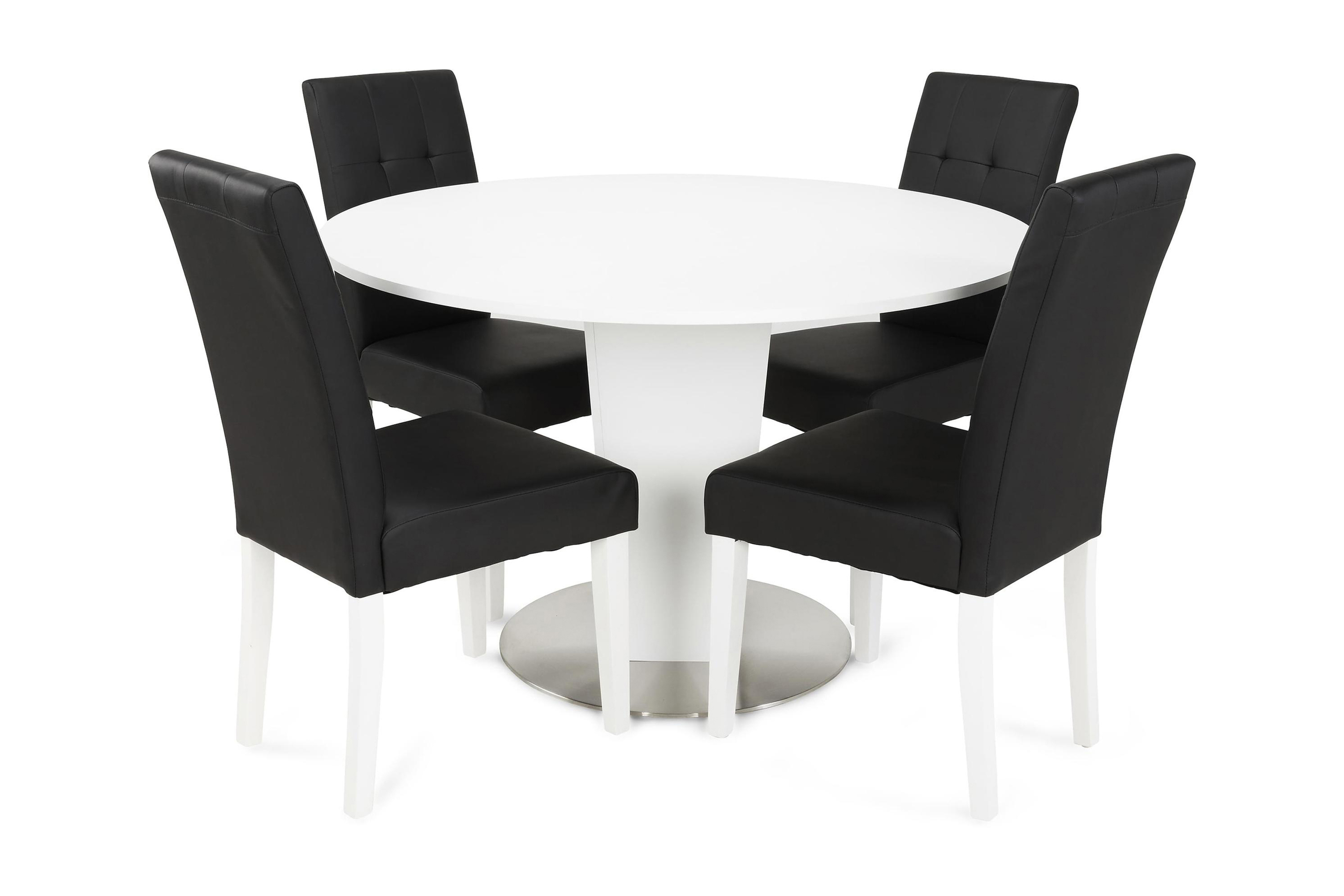 Matgrupp Blocco 120 cm med 4st Leo stolar Svart VitSvart