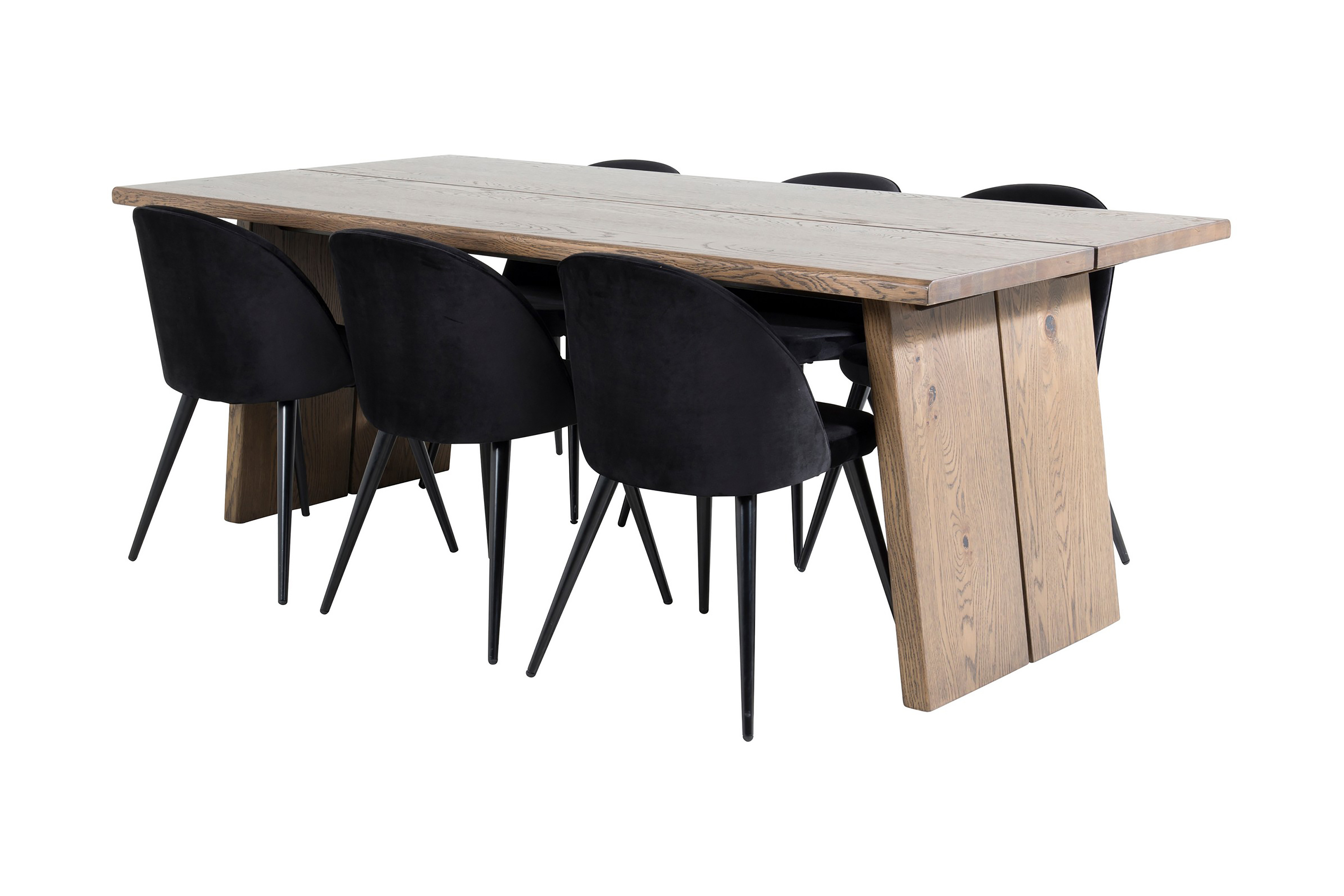Matgrupp Bravalos 210 cm inkl 6 Luisa Sammetsstolar Brun/Svart
