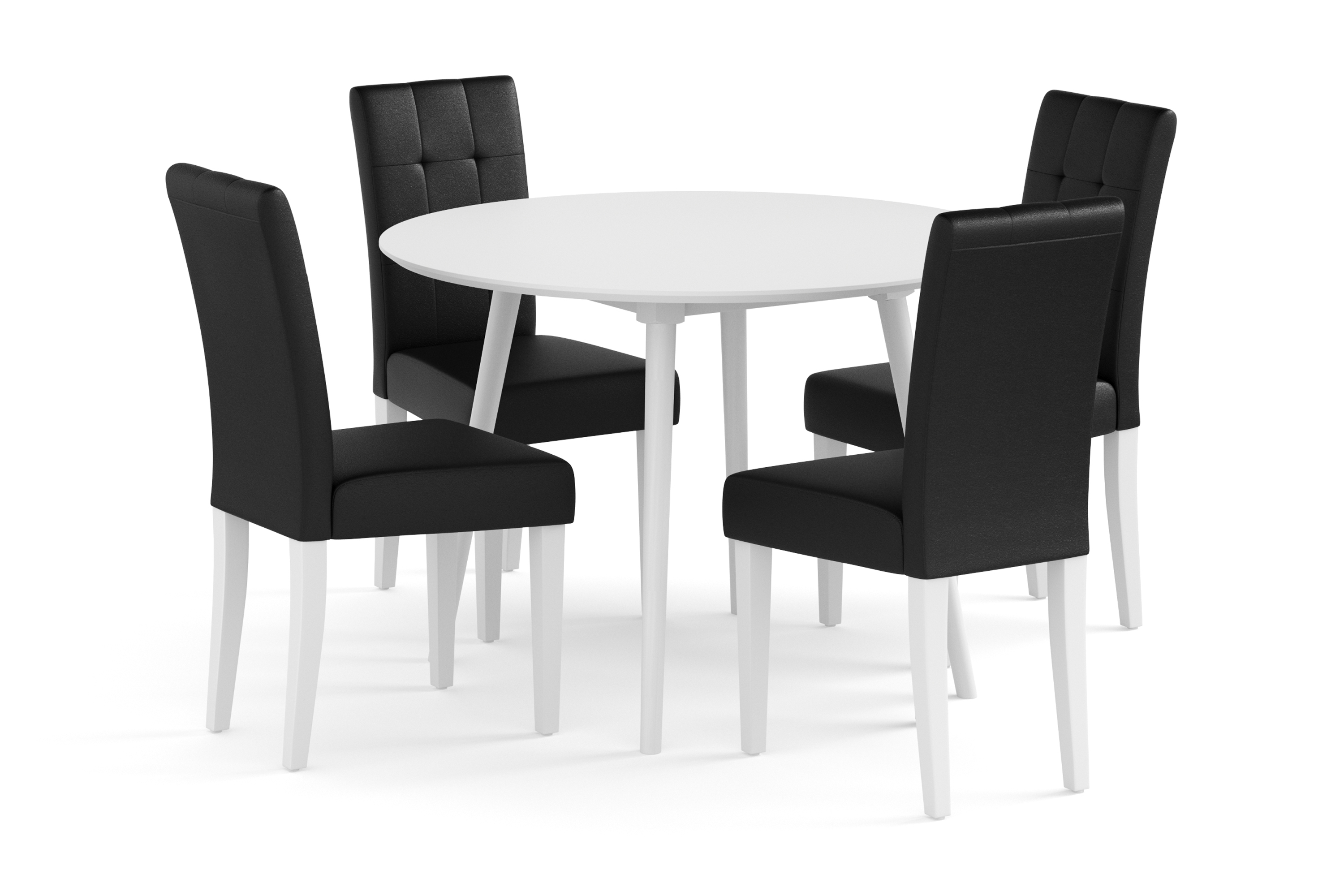 Matgrupp Carcea 106 cm Rund inkl 4 Viktor Stolar Vit/Svart