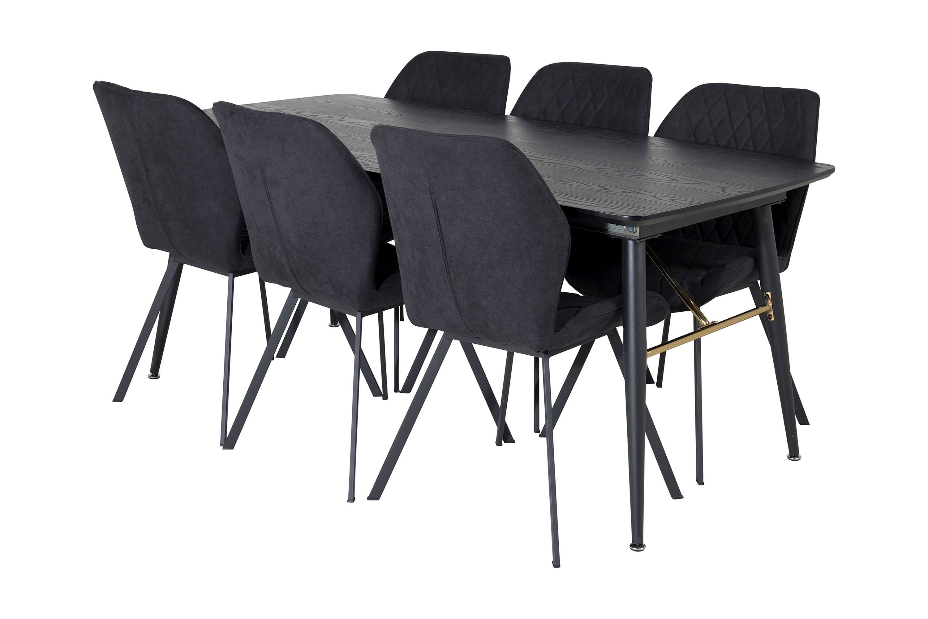 Matgrupp Deniall Förlängningsbar 180cm inkl 6 Pombriego Stol Svart