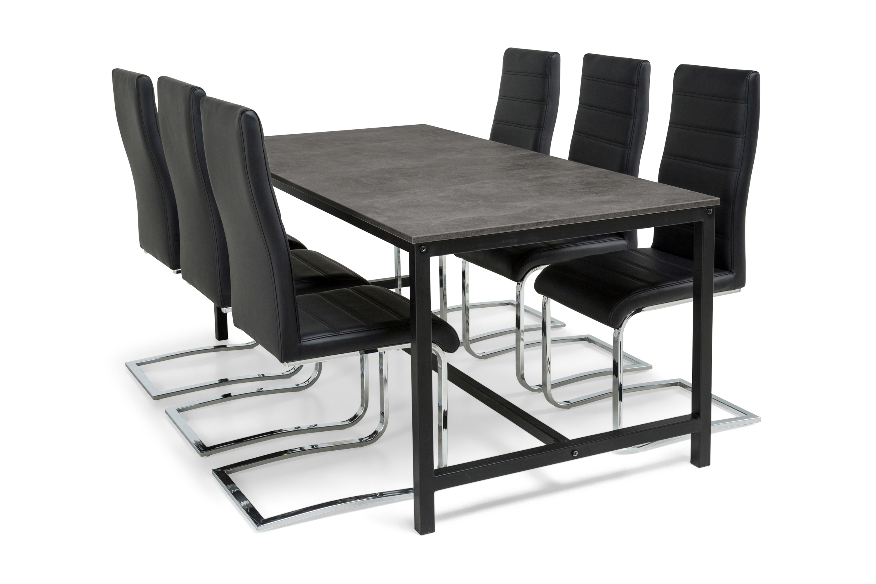 Matgrupp Evo 180 cm med 6 Jack Stol SvartGrå