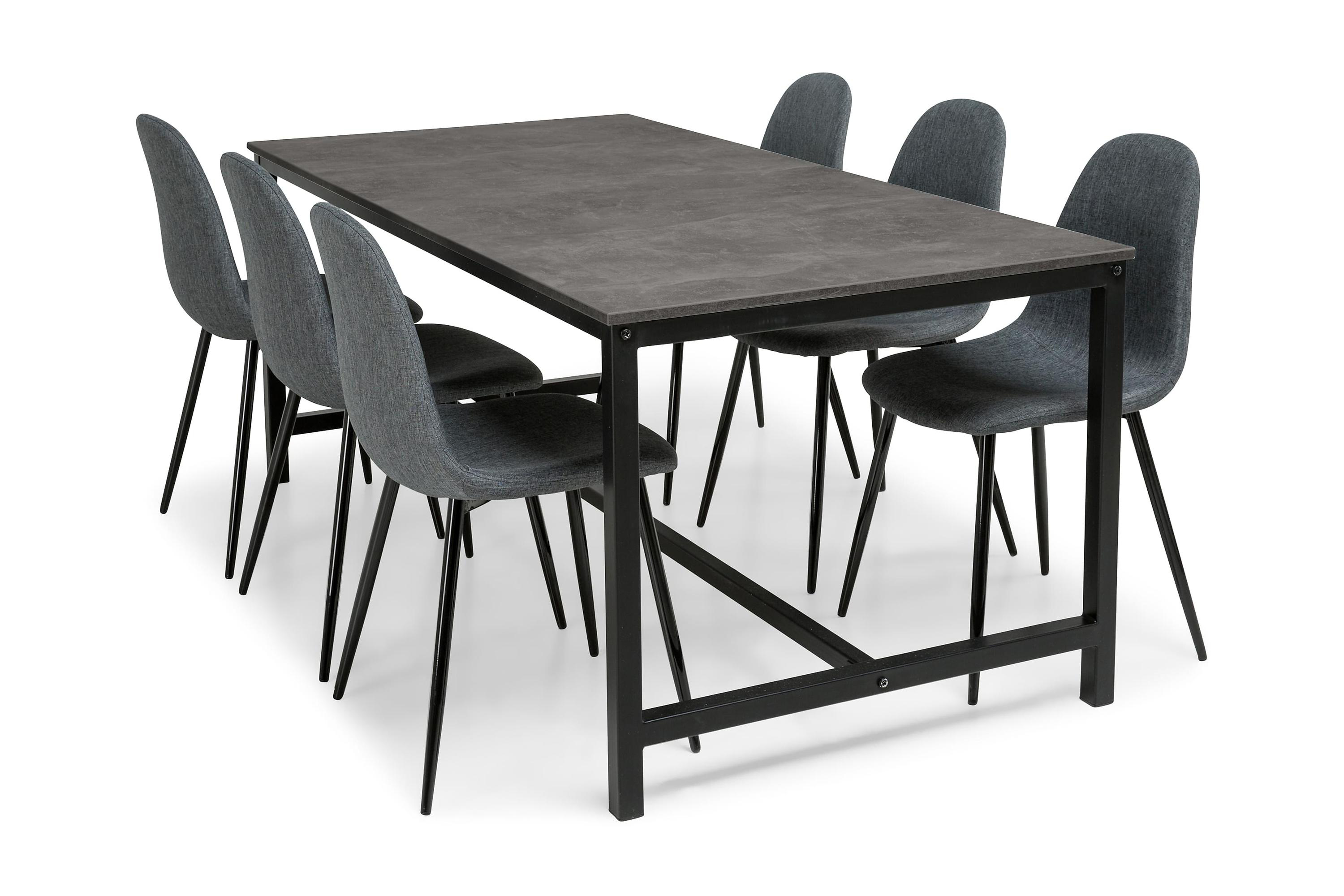 Matgrupp Evo 180 cm med 6 Naira Stol LjusgråMörkgrå