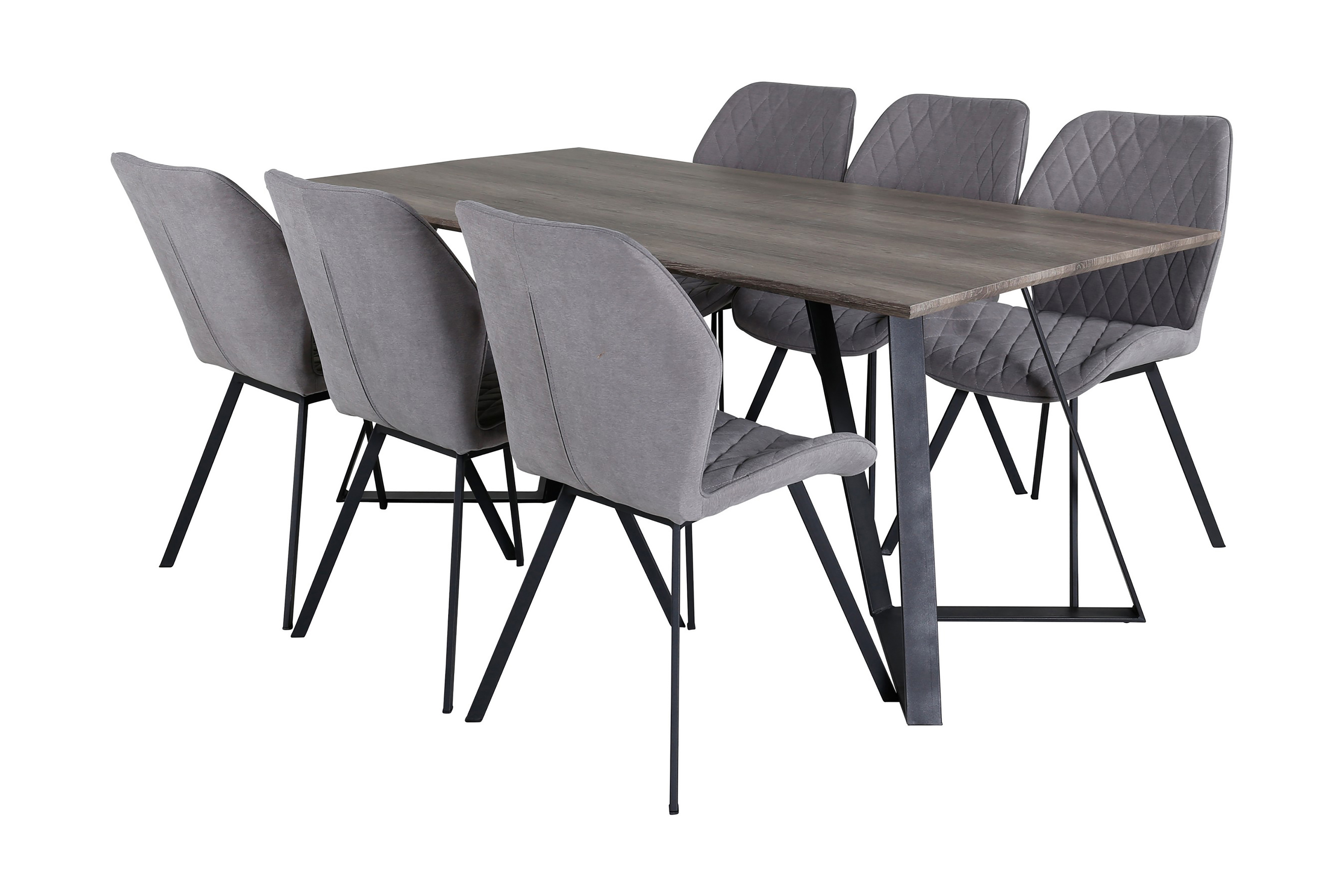 Matgrupp Granville 180 cm inkl 6 Pombriego Stolar GråSvart