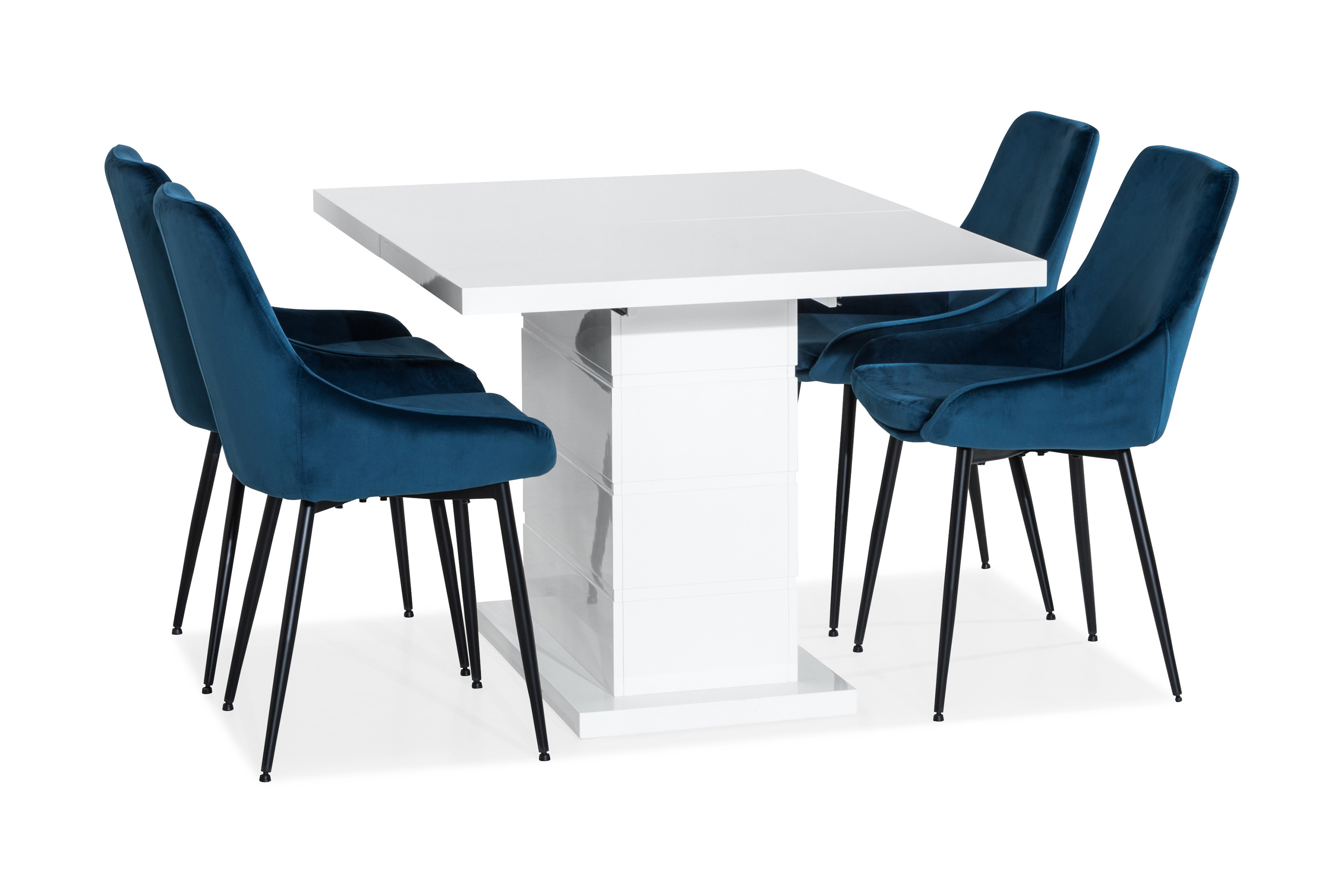 Matgrupp Griffith 120 cm med 4 Bergviken Stol VitBlå