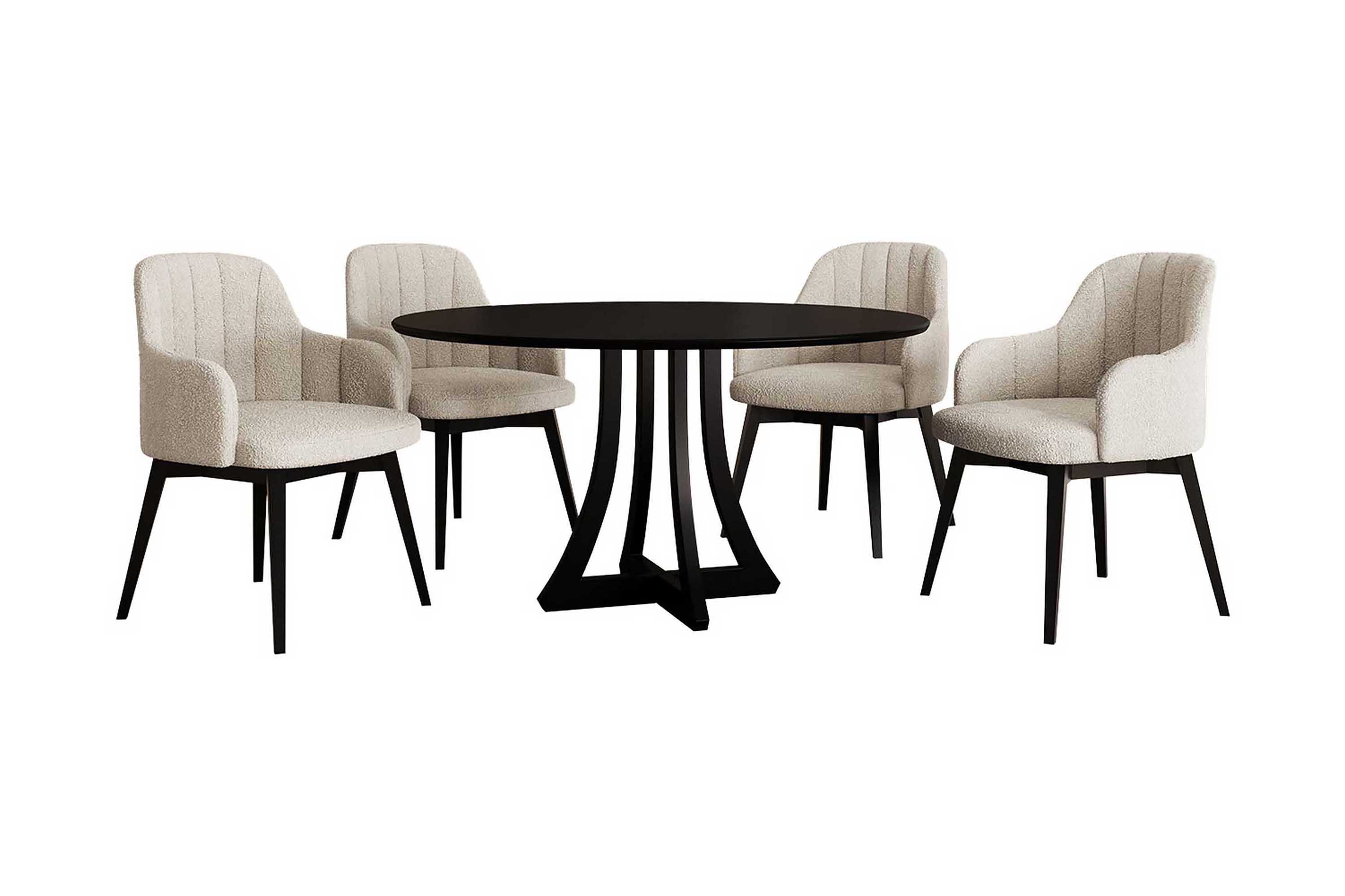 matgrupp habit rund beige\vit\svart -