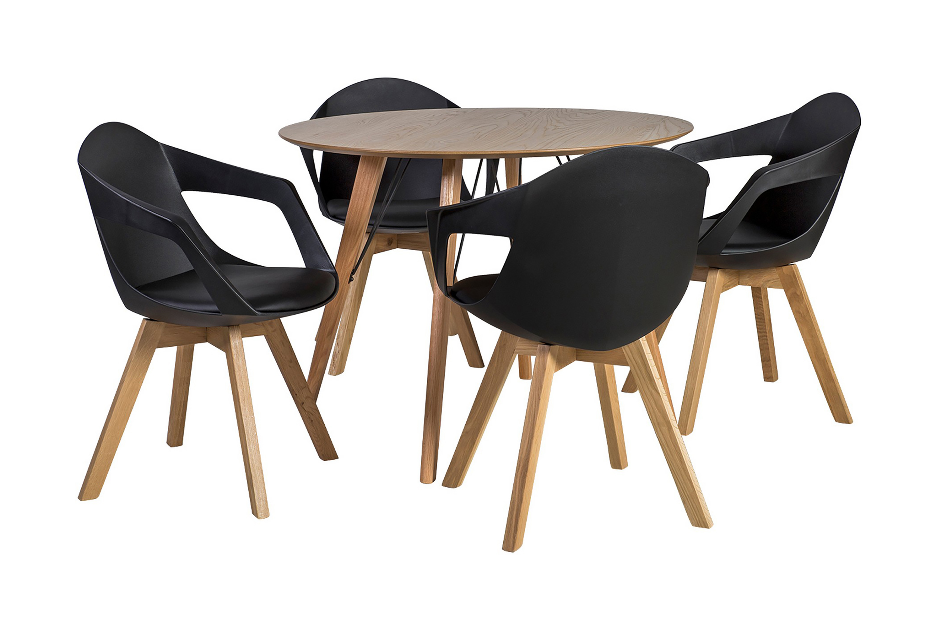Matgrupp HELENA med 4-stolar MDF med ekfanér Svart