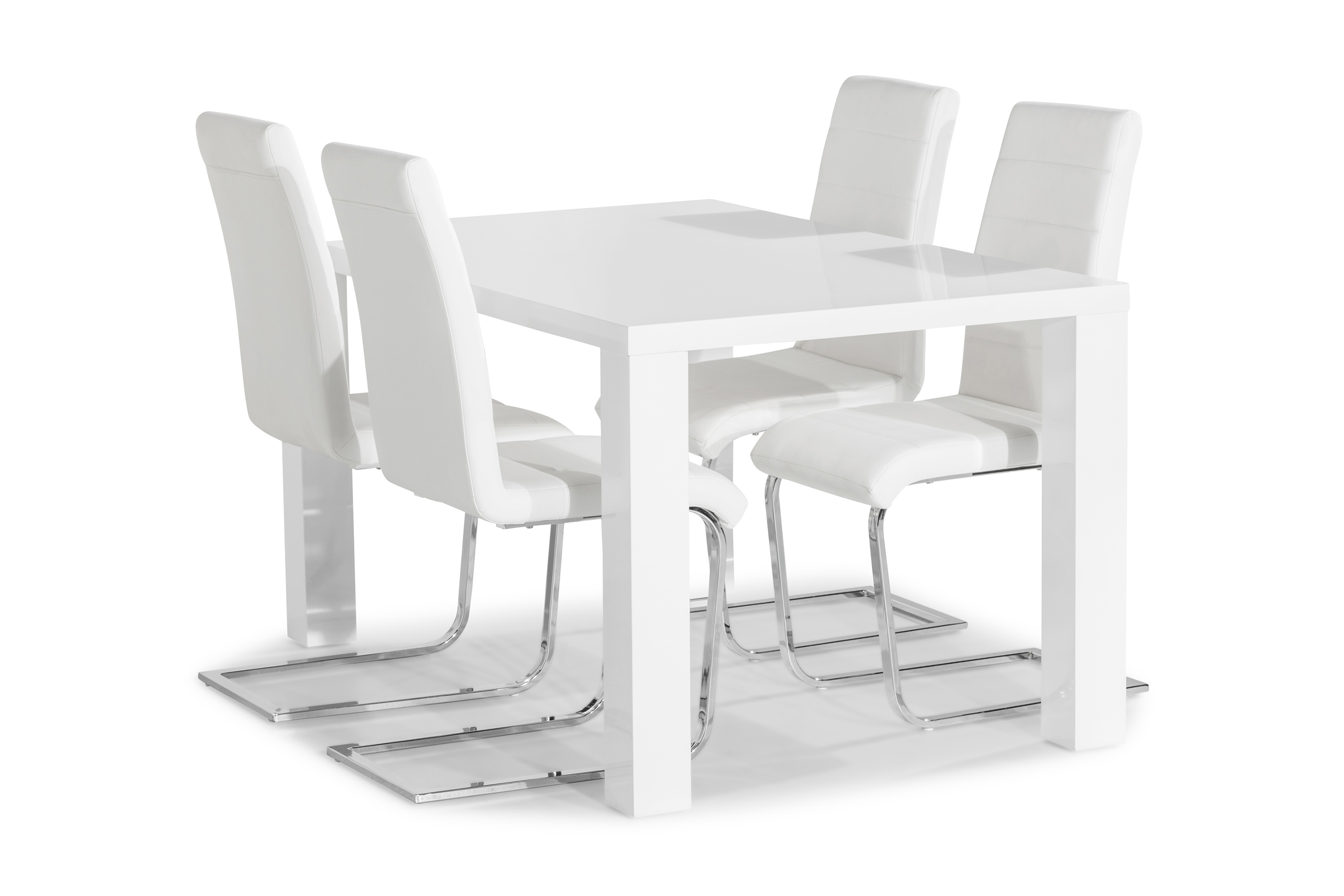 Matgrupp Jack 140x90 cm med 4 Stolar VitKrom