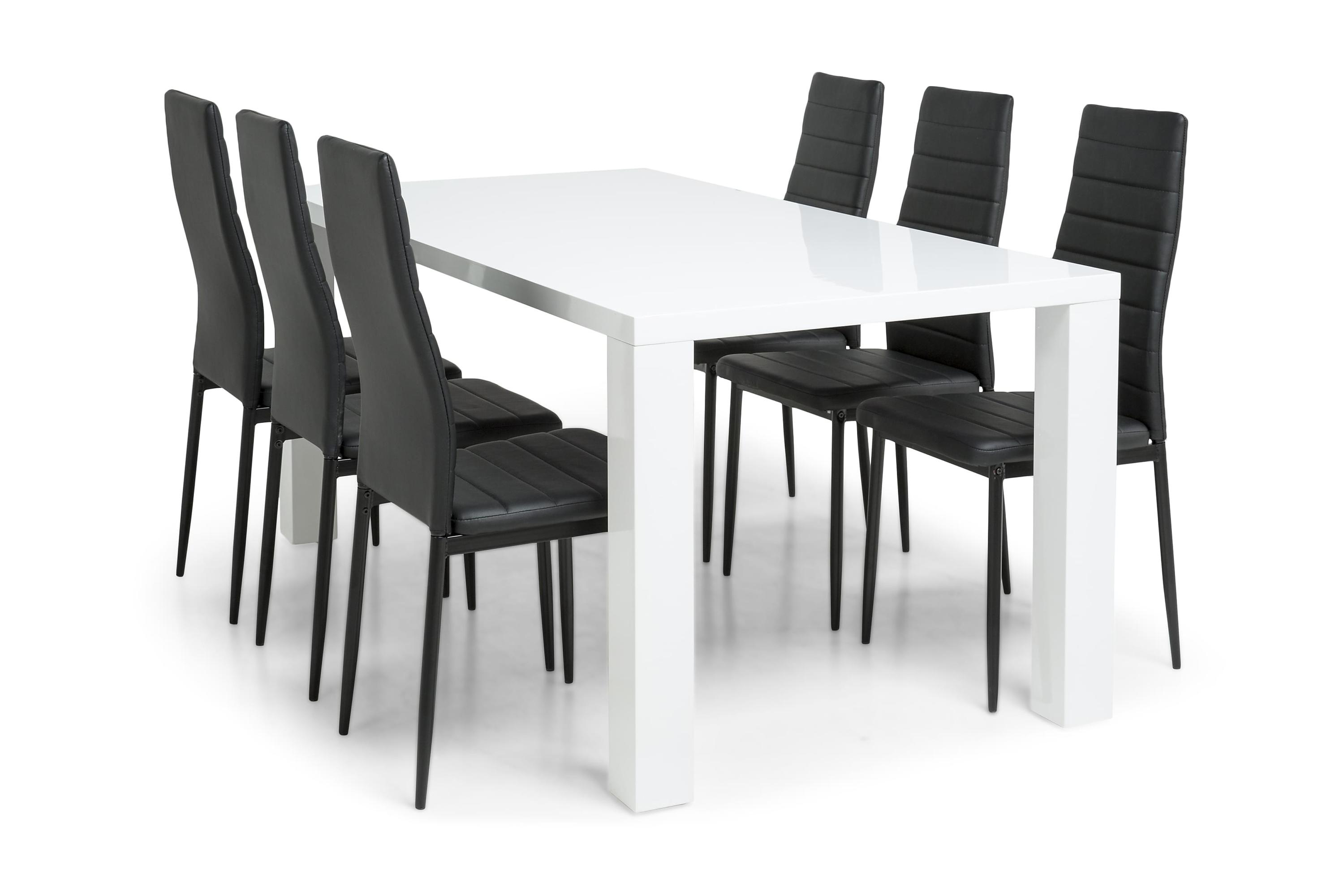 Matgrupp Jack 180 cm med 6 Fred Stol VitSvart