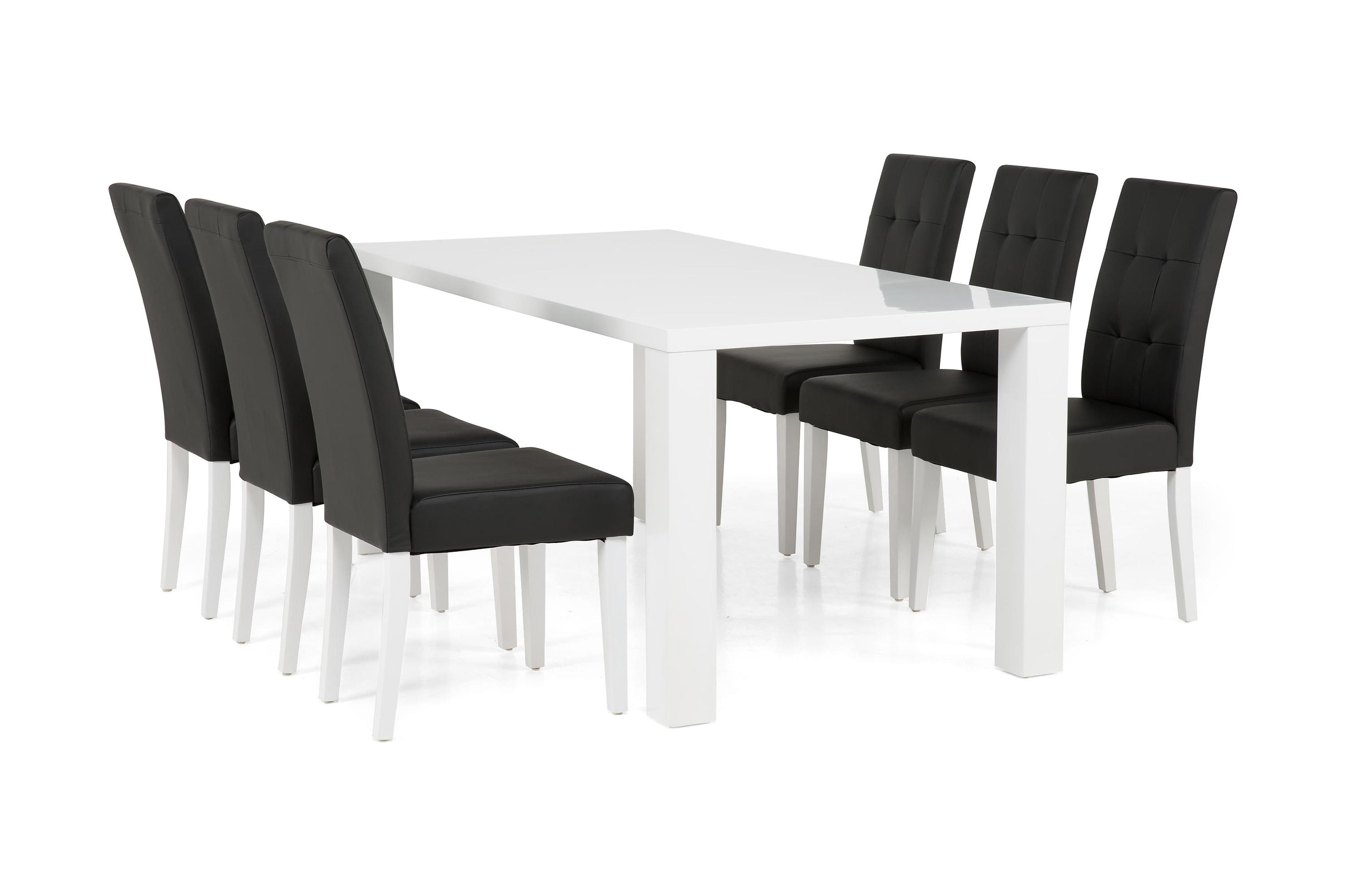 Matgrupp Jack 180 cm med 6 Leo Stol VitSvart