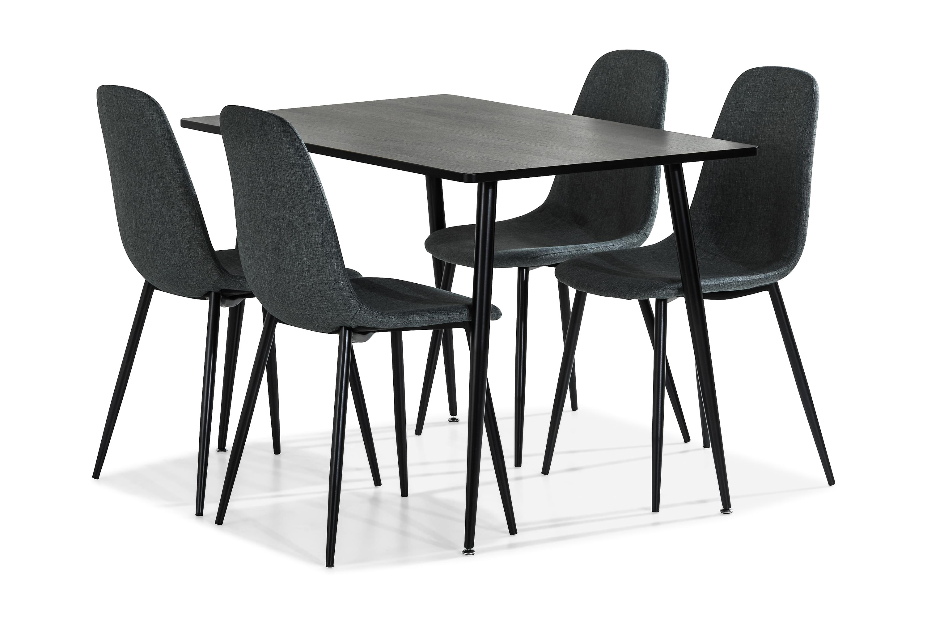 Matgrupp Jaunita 120 cm med 4 Naira Stol BrunGråSvart