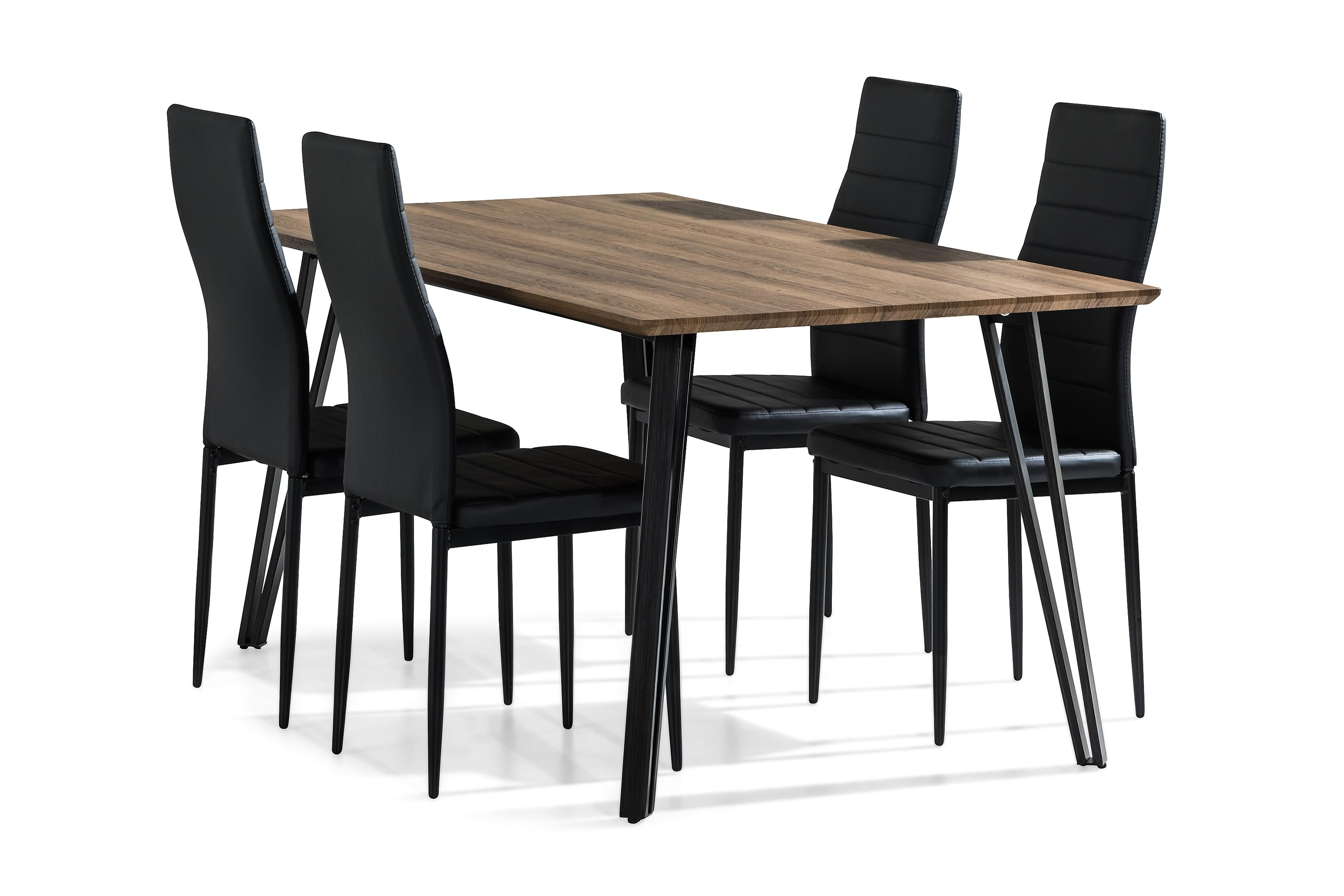 Matgrupp Jaunita 160 cm med 4 Fred Stol BrunSvart