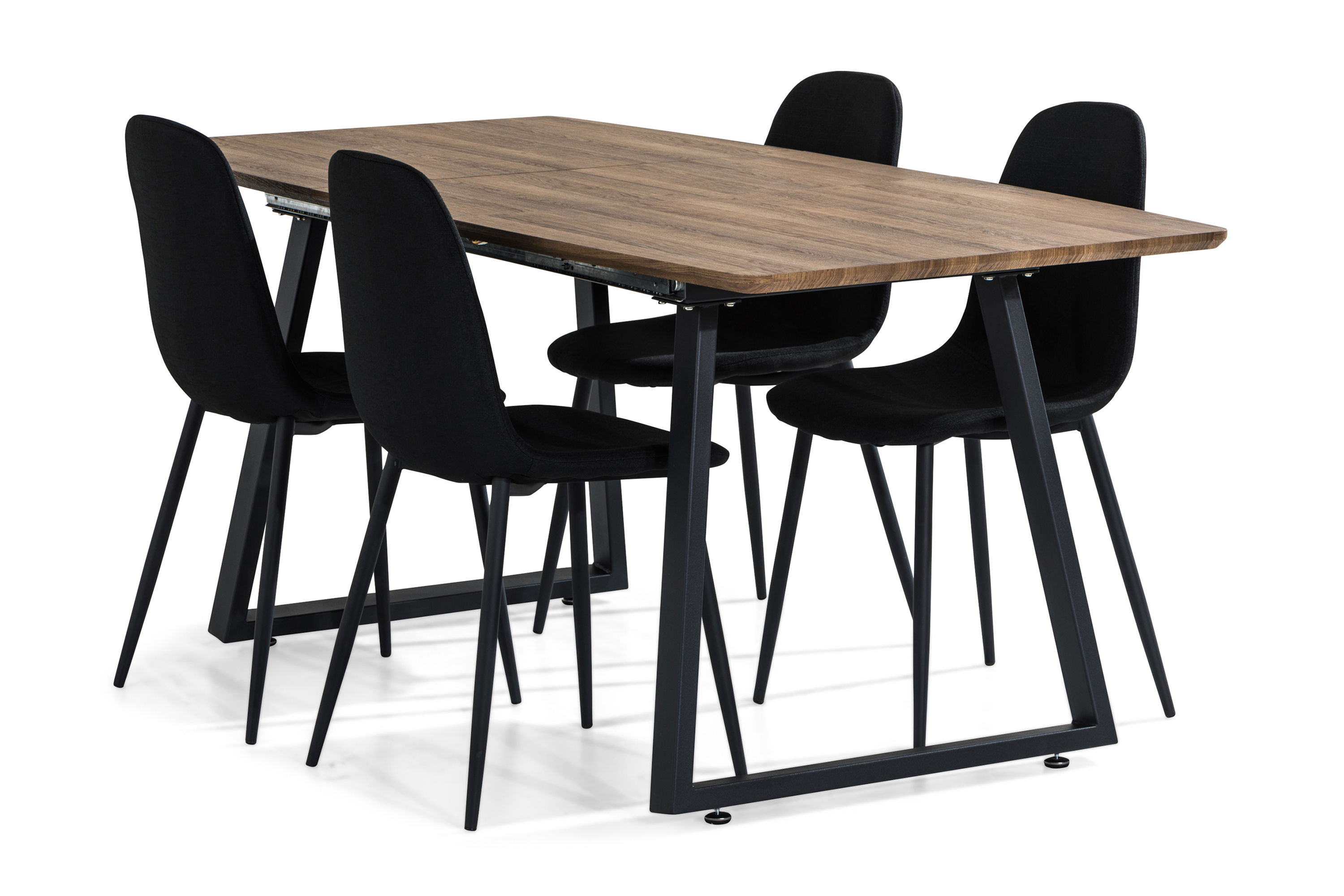 Matgrupp Jaunita Förlängningsbar 140 cm med 4 Naira Stol BrunSvart