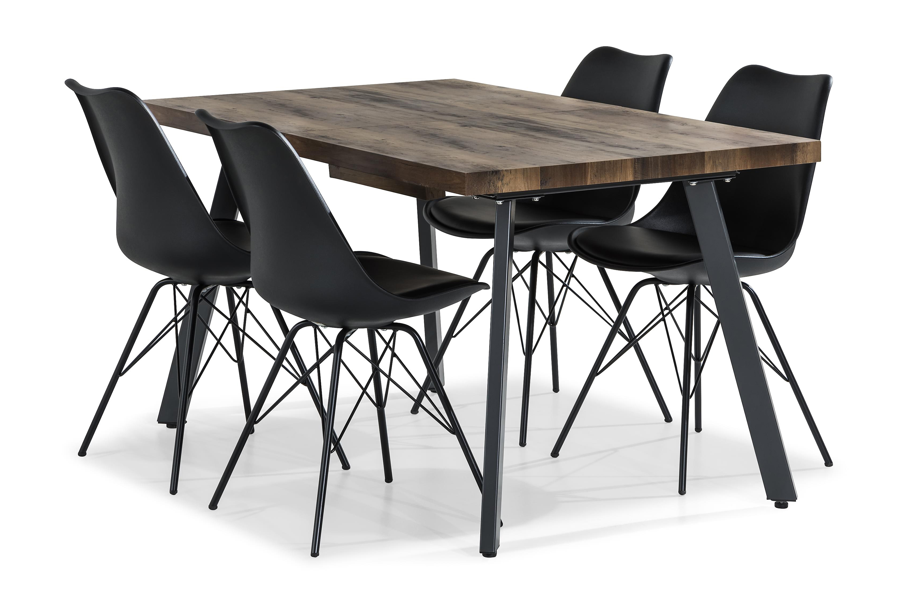 Matgrupp Jaunita Förlängningsbar 140 cm med 4 Scale Stol BrunSvart