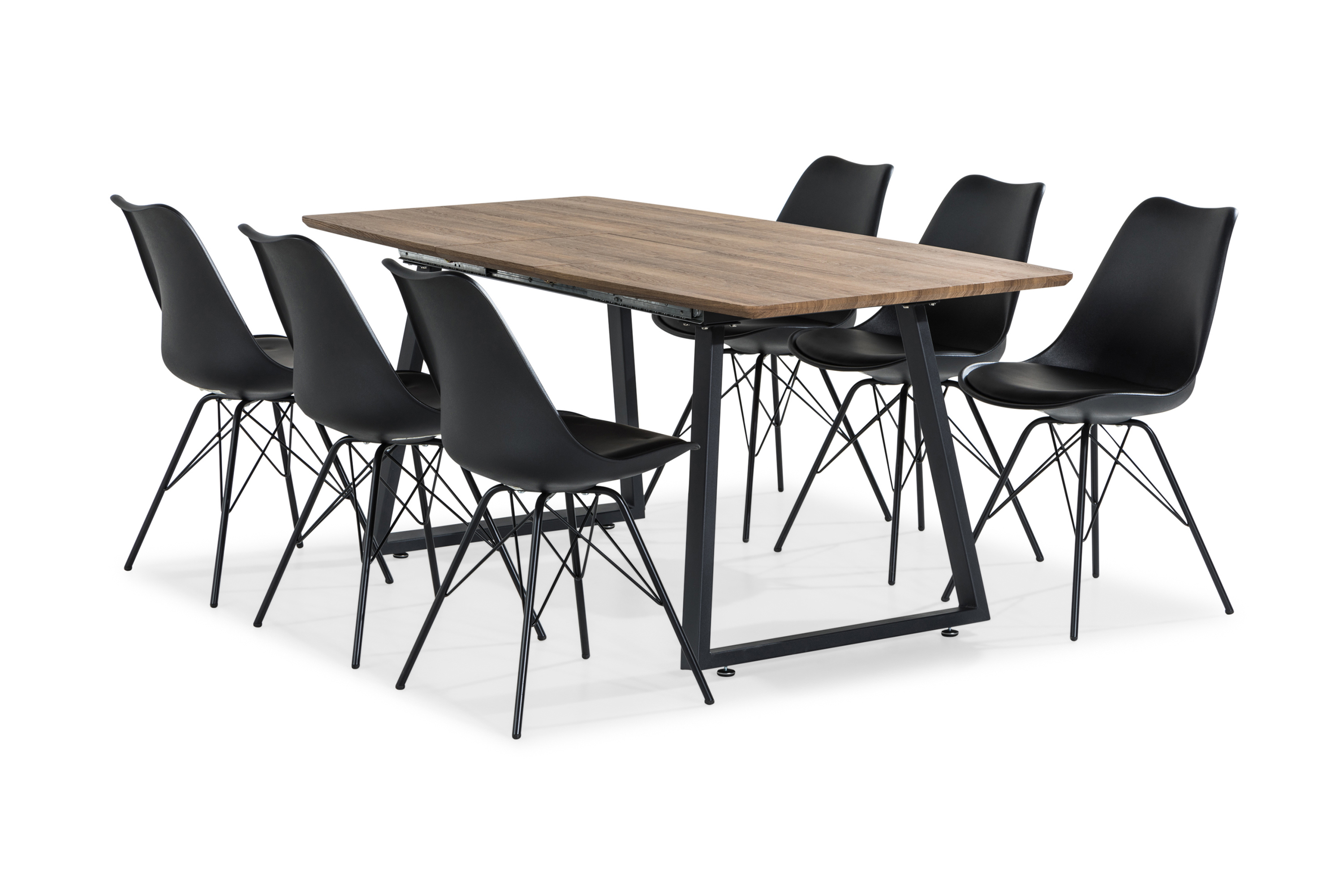 Matgrupp Jaunita Förlängningsbar 140 cm med 6 Scale Stol BrunSvart