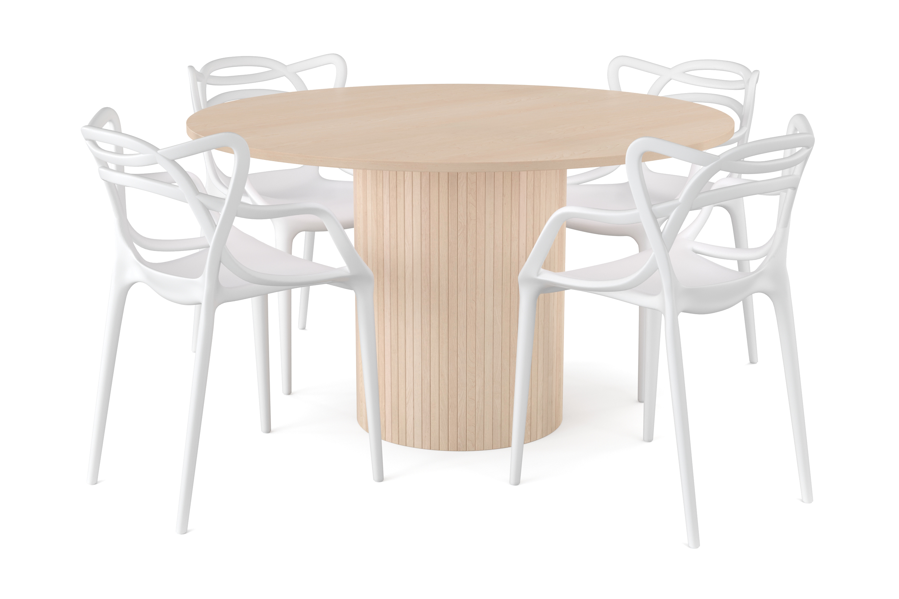 Matgrupp Kopparbo 130 cm Rund inkl 4 Daye Stolar Beige/Vit