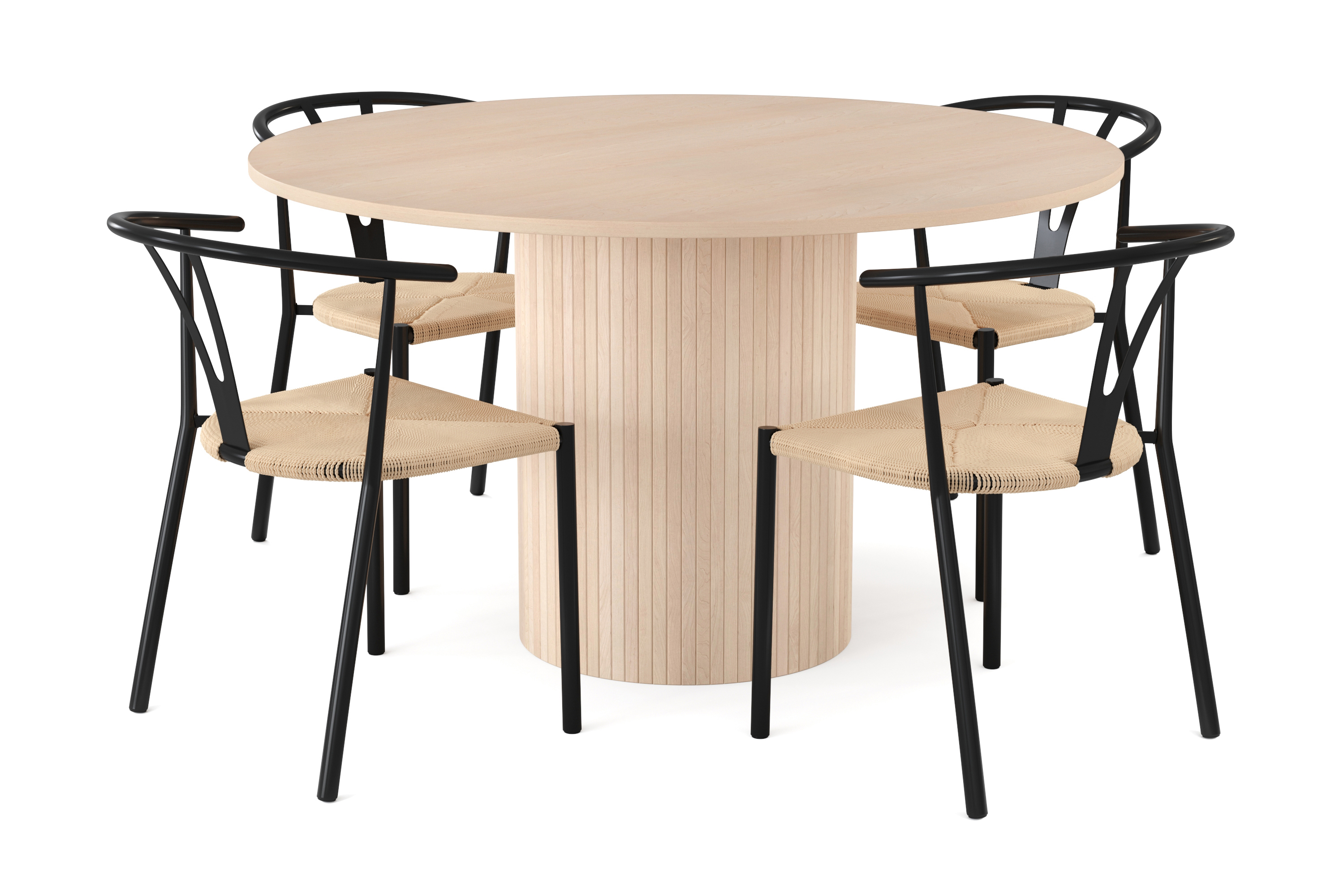 Matgrupp Kopparbo 130 cm Rund inkl 4 Elysia Stolar Beige/Svart
