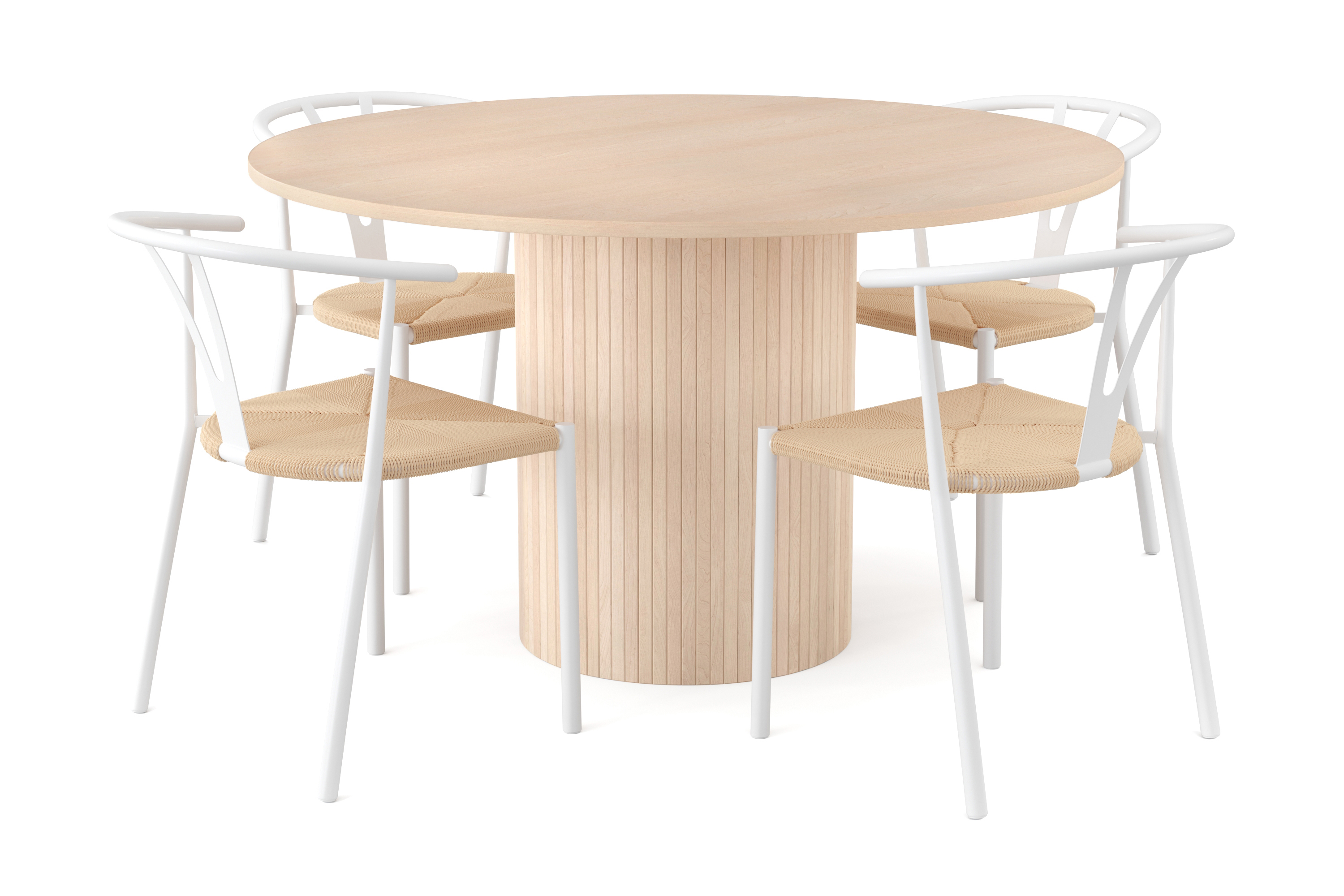 Matgrupp Kopparbo 130 cm Rund inkl 4 Elysia Stolar Beige/Vit