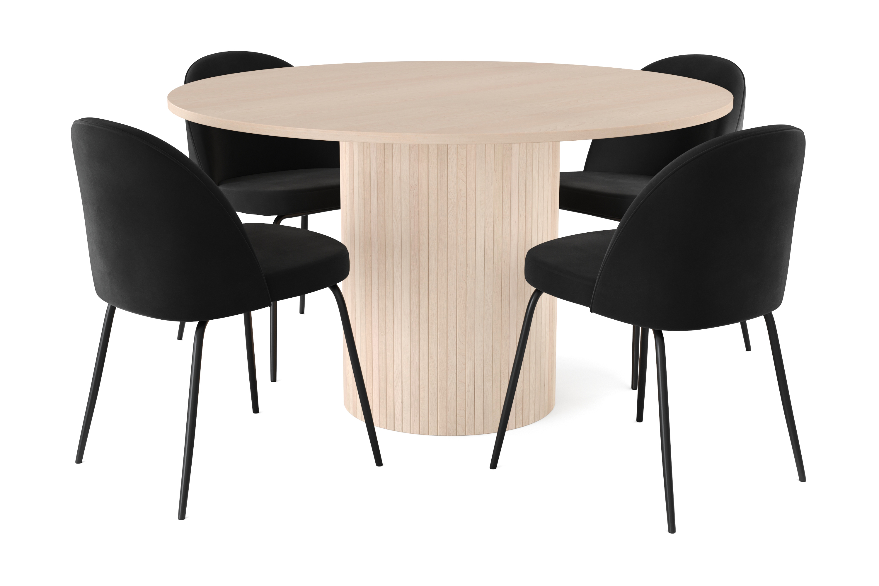 Matgrupp Kopparbo 130 cm Rund inkl 4 Felipe Stolar Beige/Svart