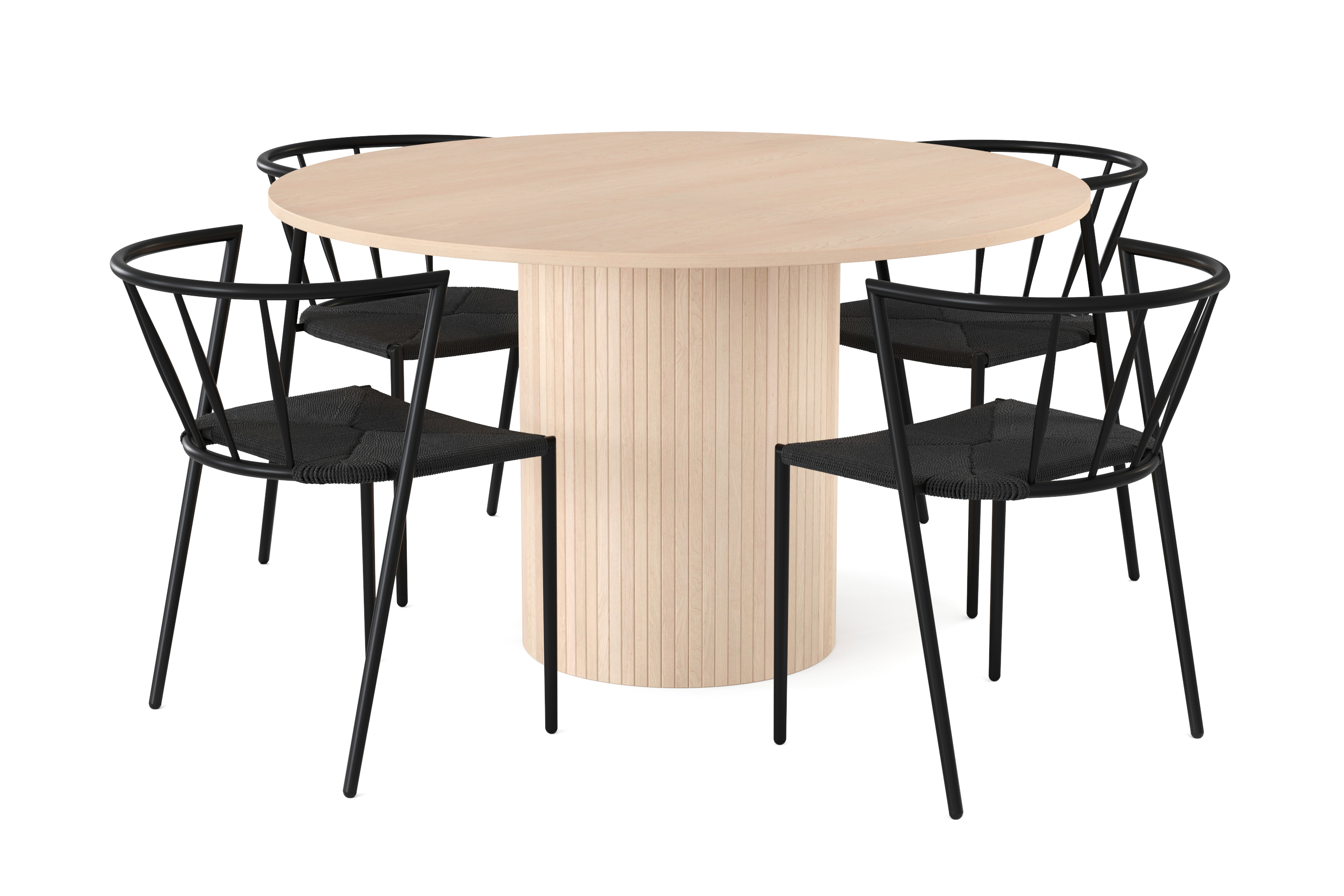 Matgrupp Kopparbo 130 cm Rund inkl 4 Winston Stolar Beige/Svart