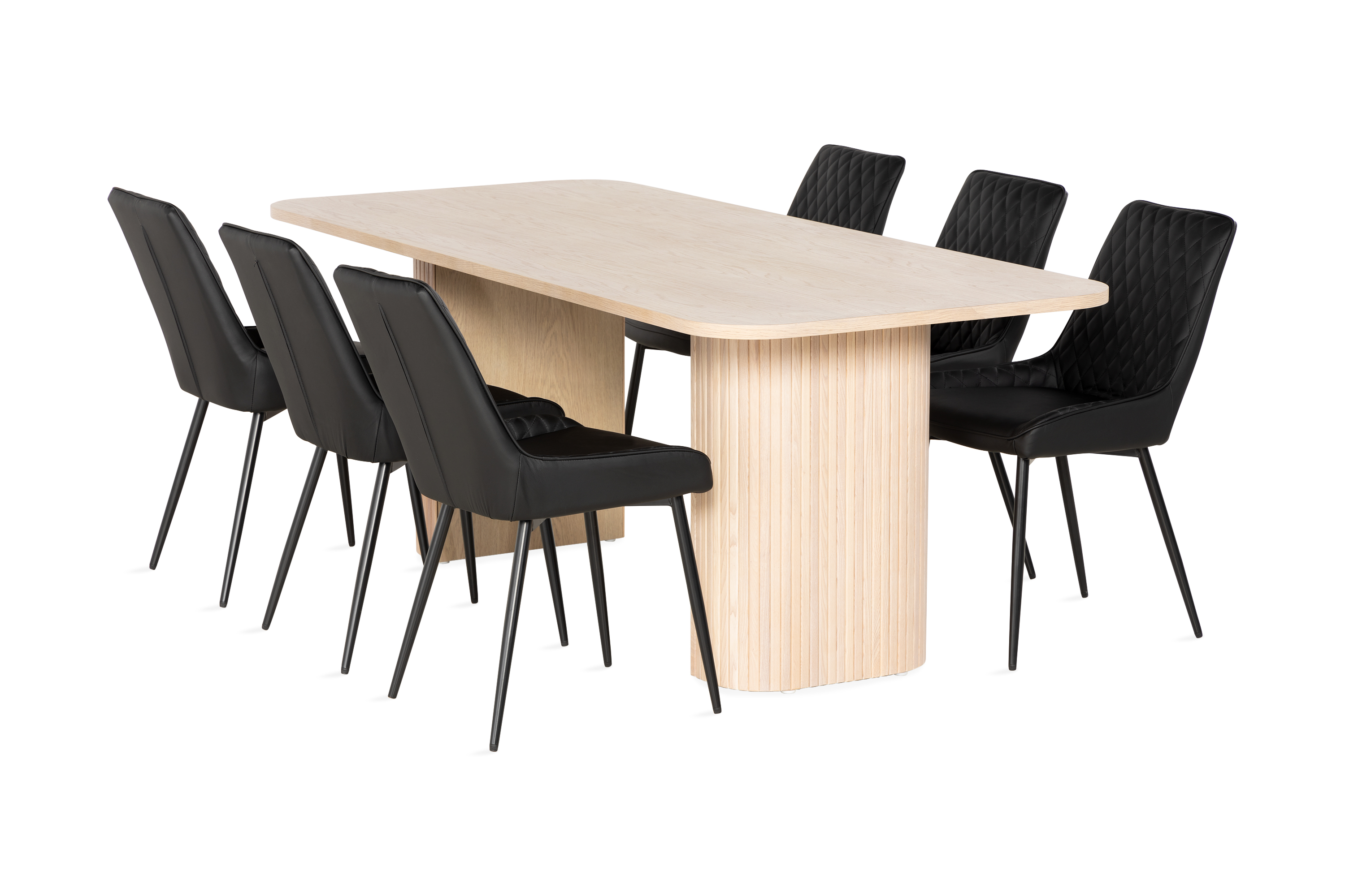Matgrupp Kopparbo 200 cm inkl 6 Allavare Stolar Vit/Svart