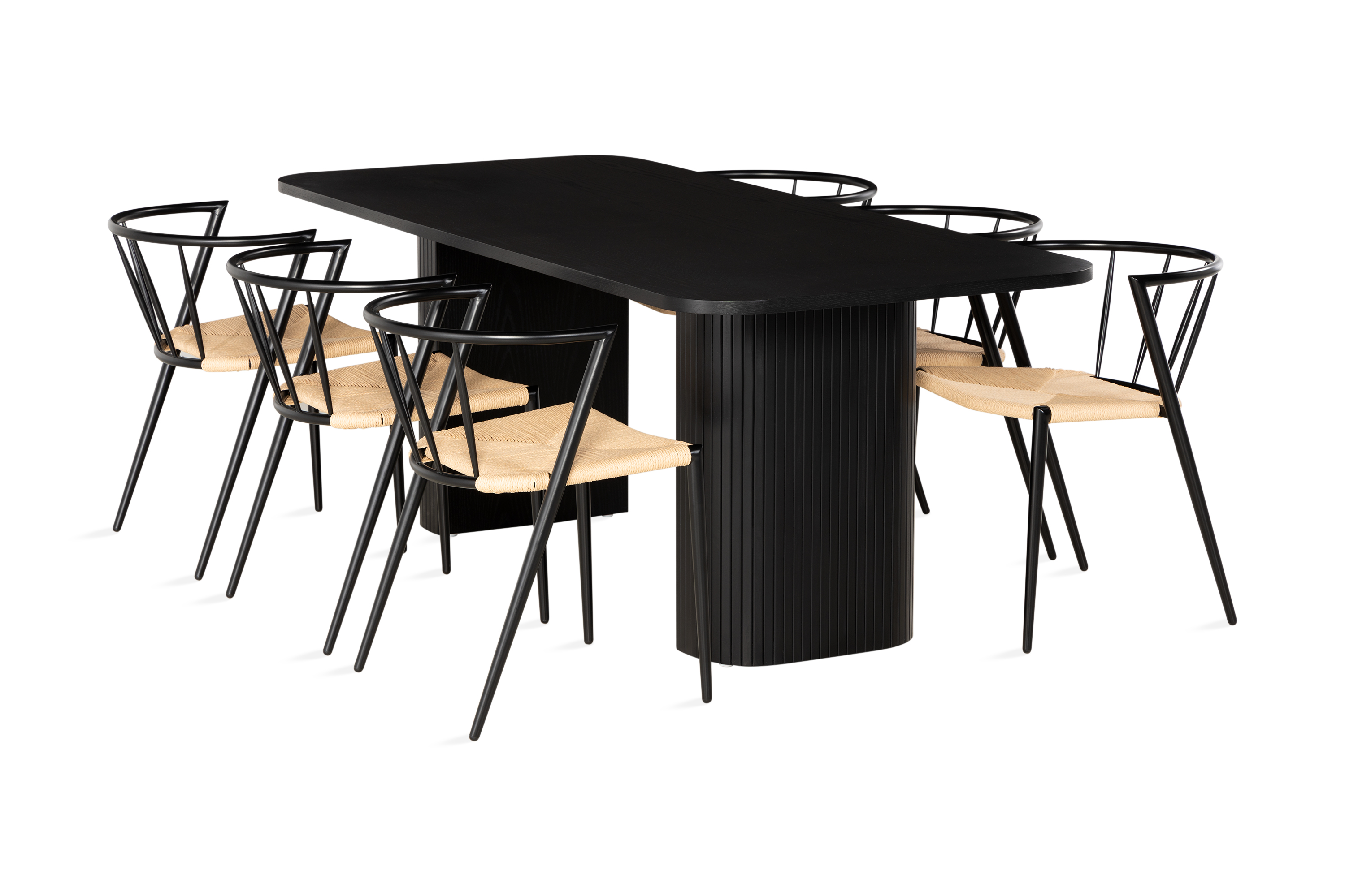 Matgrupp Kopparbo 200 cm inkl 6 Radella Stolar Svart
