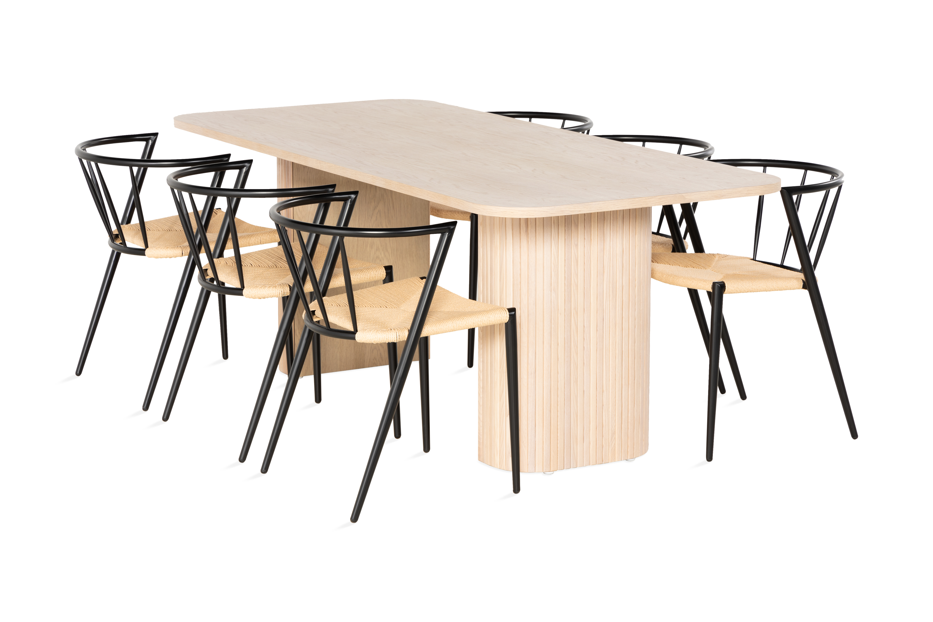 Matgrupp Kopparbo 200 cm inkl 6 Radella Stolar Vit/Svart
