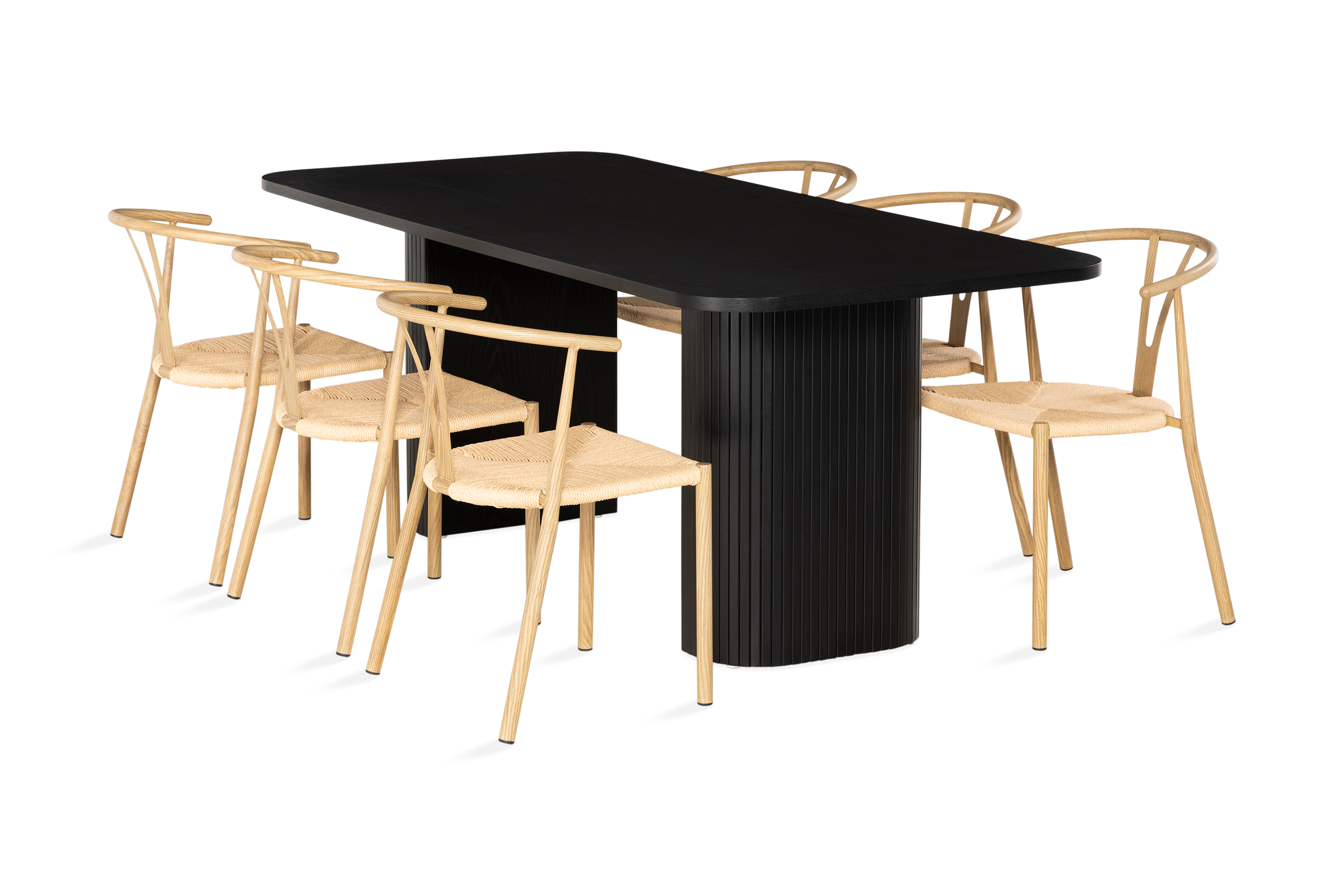 Matgrupp Kopparbo 200 cm inkl 6 Tarina Stolar Svart/Brun