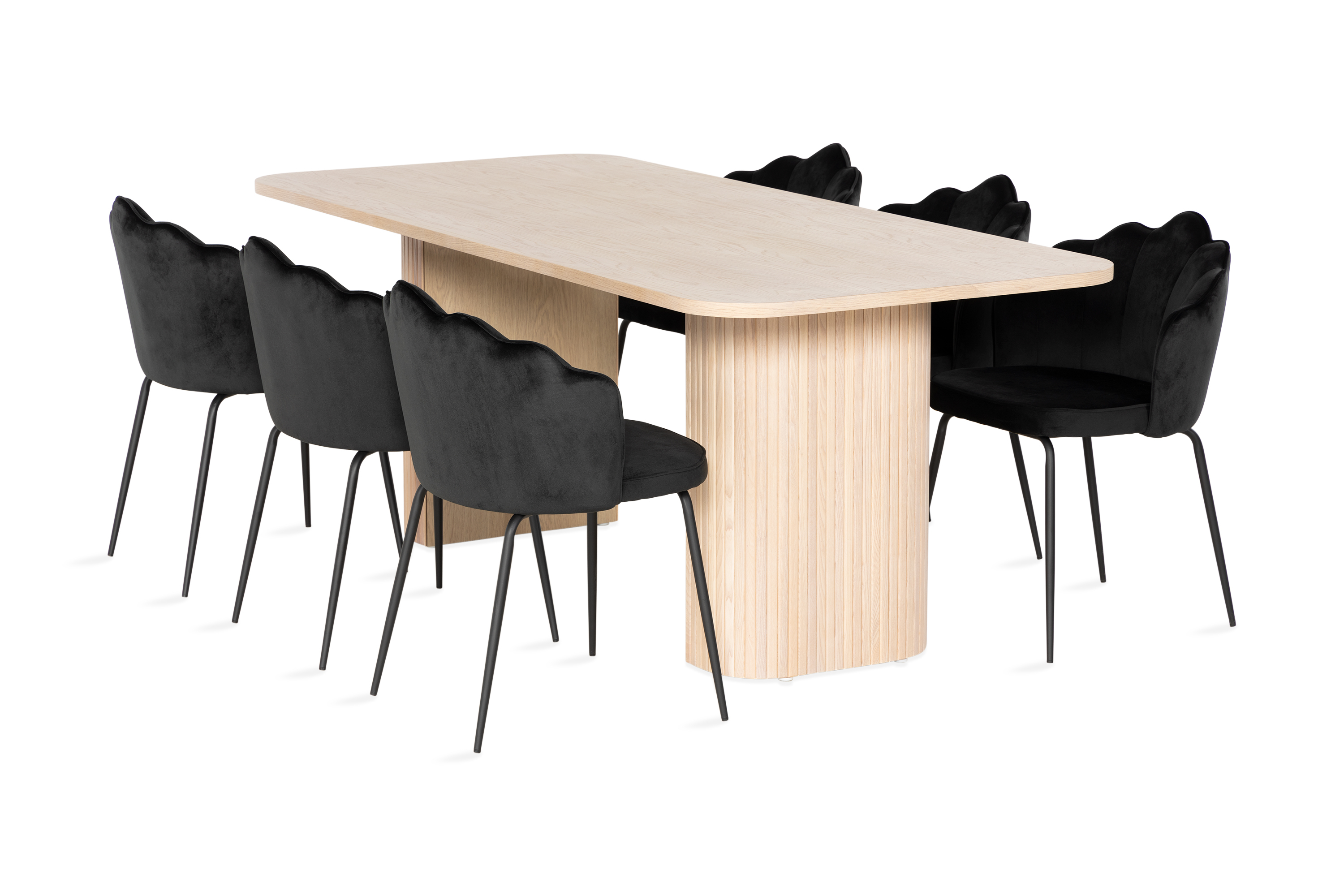 Matgrupp Kopparbo 200 cm inkl 6 Viberud Stolar Vit/Svart