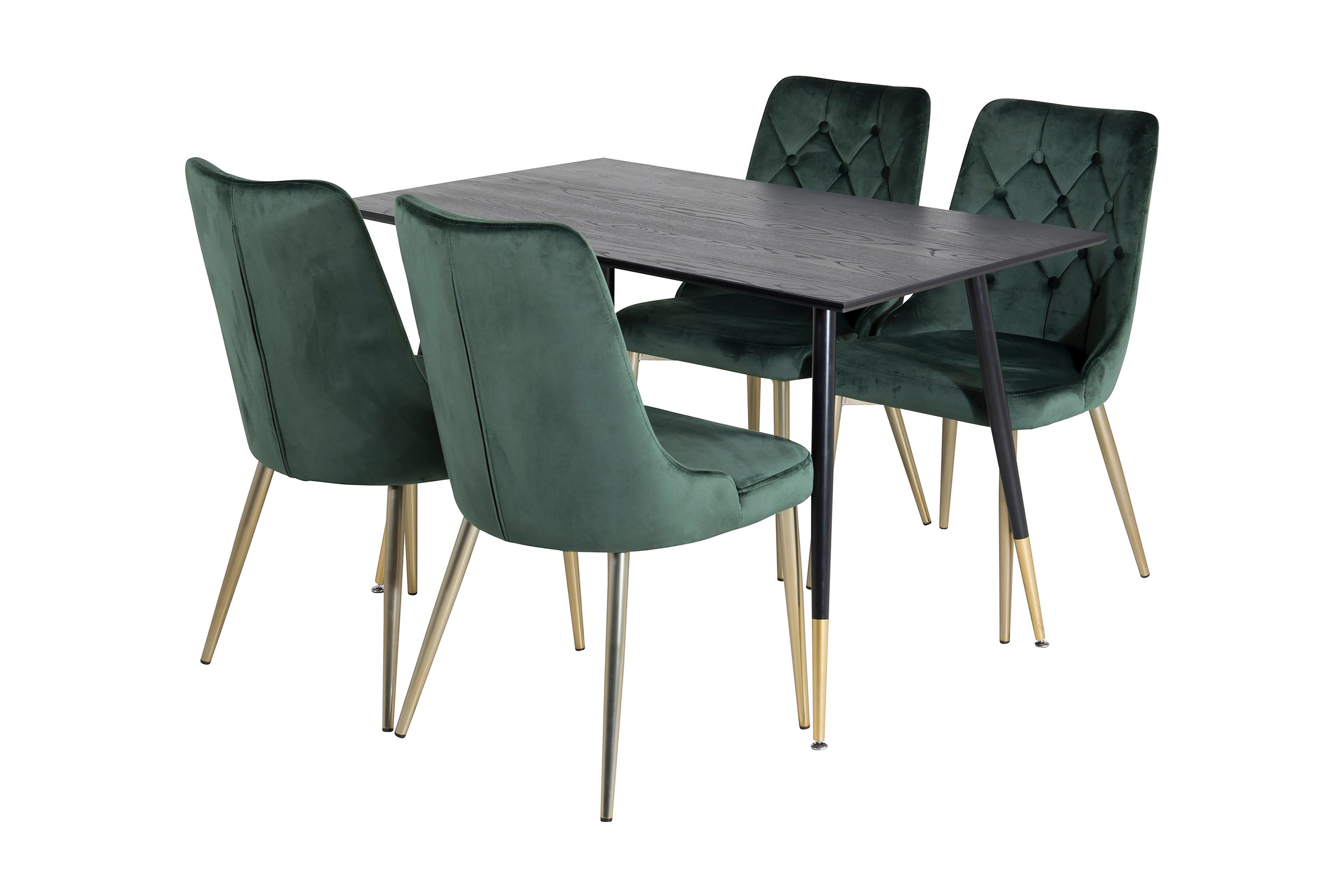 Matgrupp Larrinzar 120 cm inkl 4 Luisa Lyx Sammetsstolar Svart/Mörkgrön/Guld