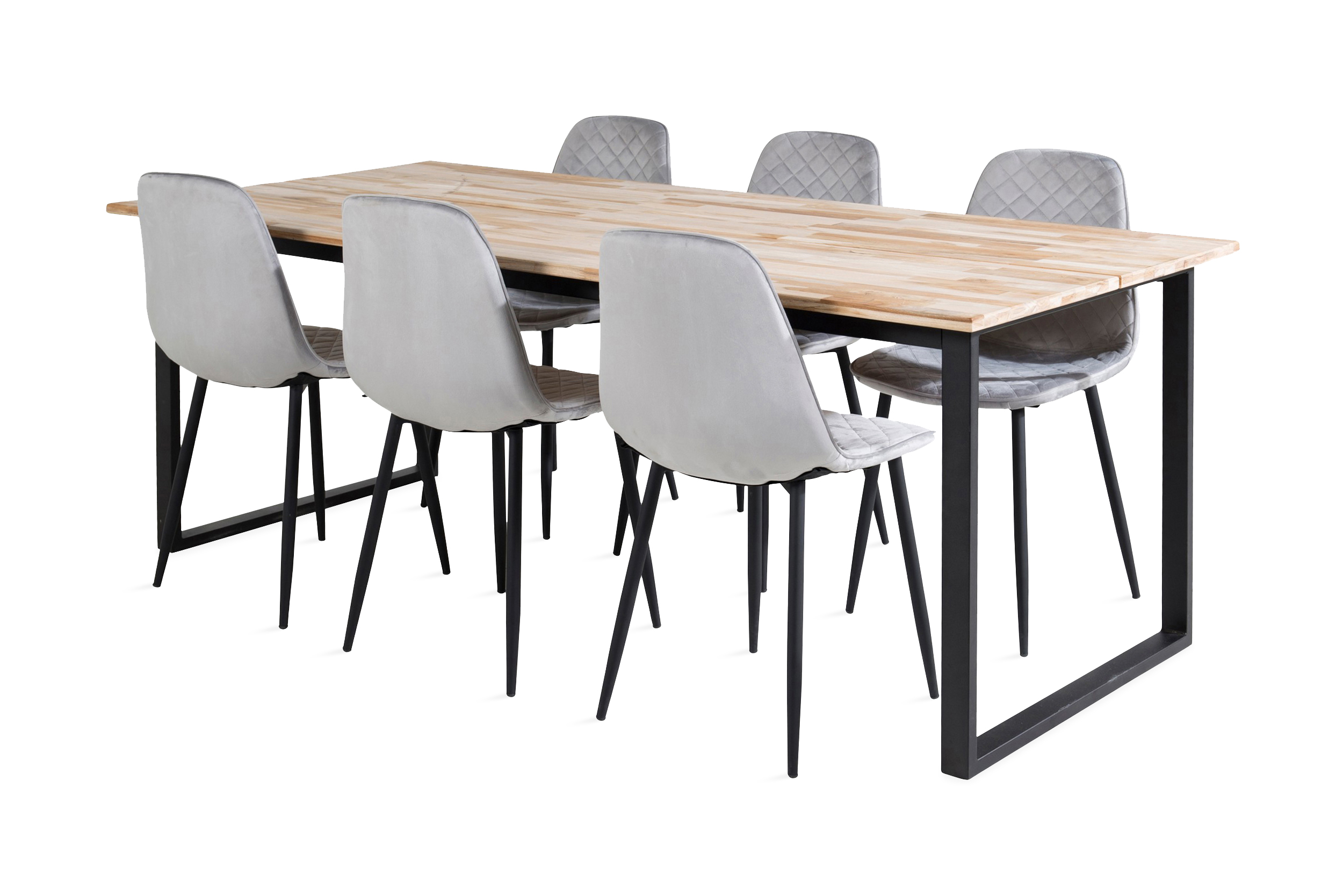 matgrupp laura inkl 6 yegua stolar - trä/svart/grå