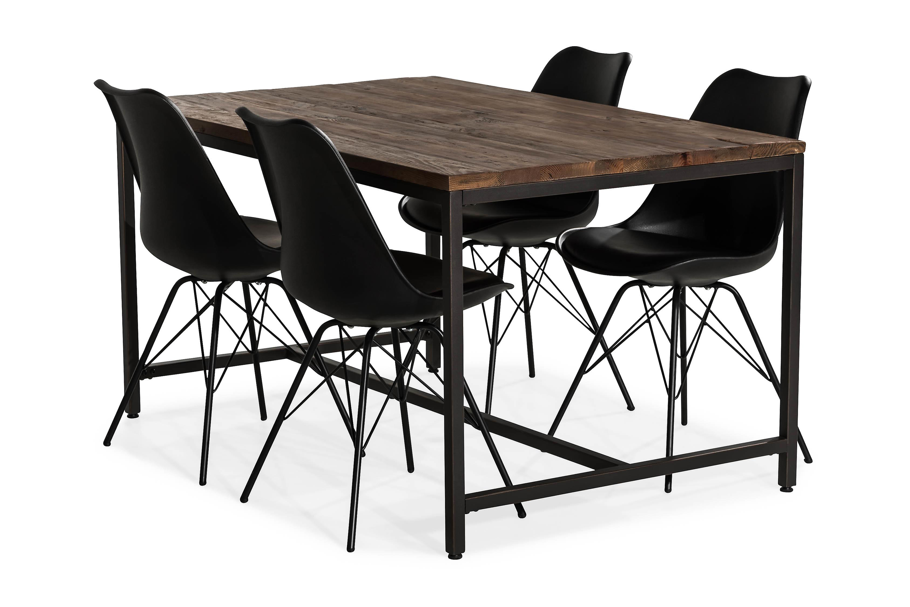 Matgrupp Limerick 140 cm med 4 Scale Stol Rustik AlmSvart PU