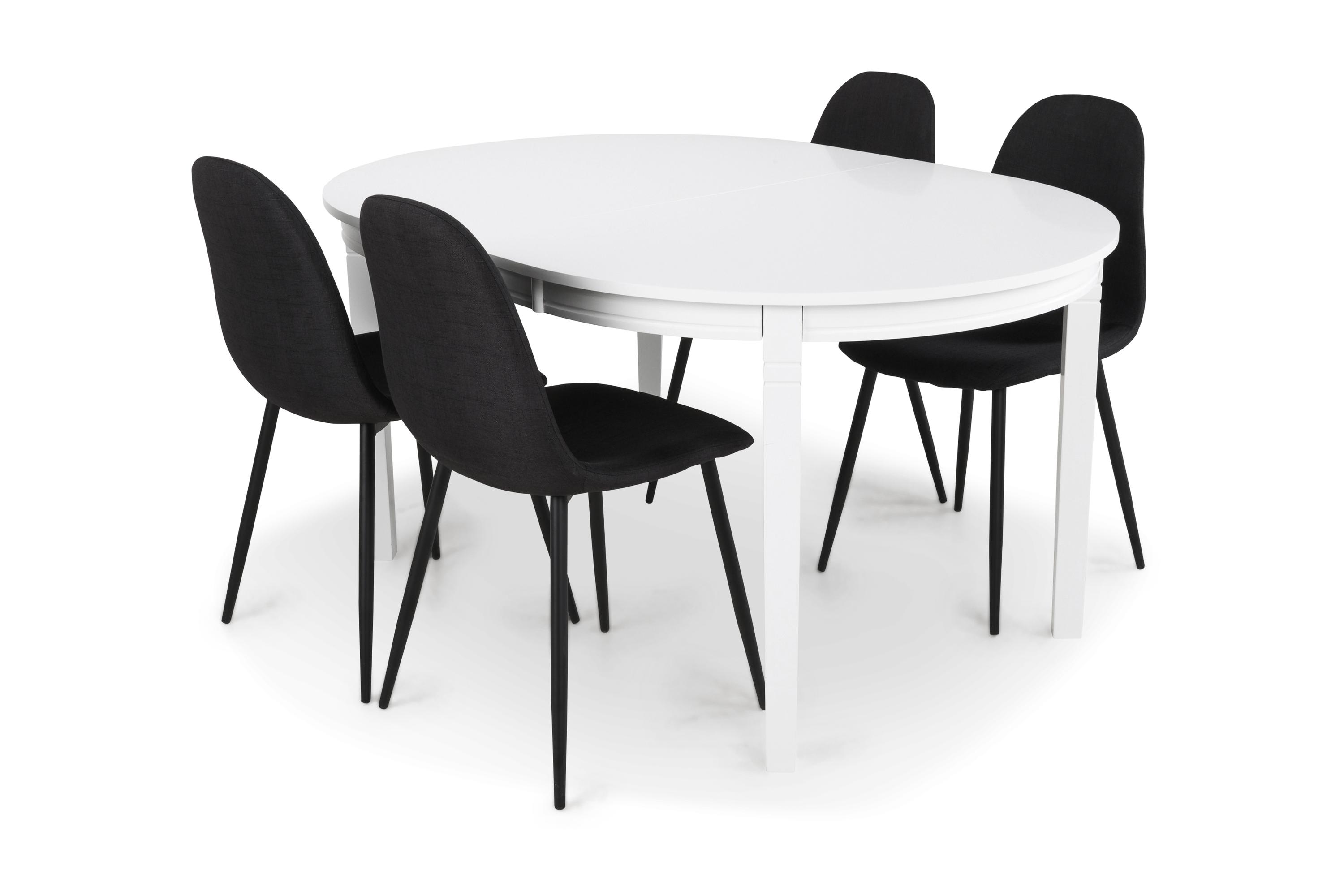 Matgrupp Lowisa Förlängningsbar 150 cm med 4 Naira Stol VitSvart