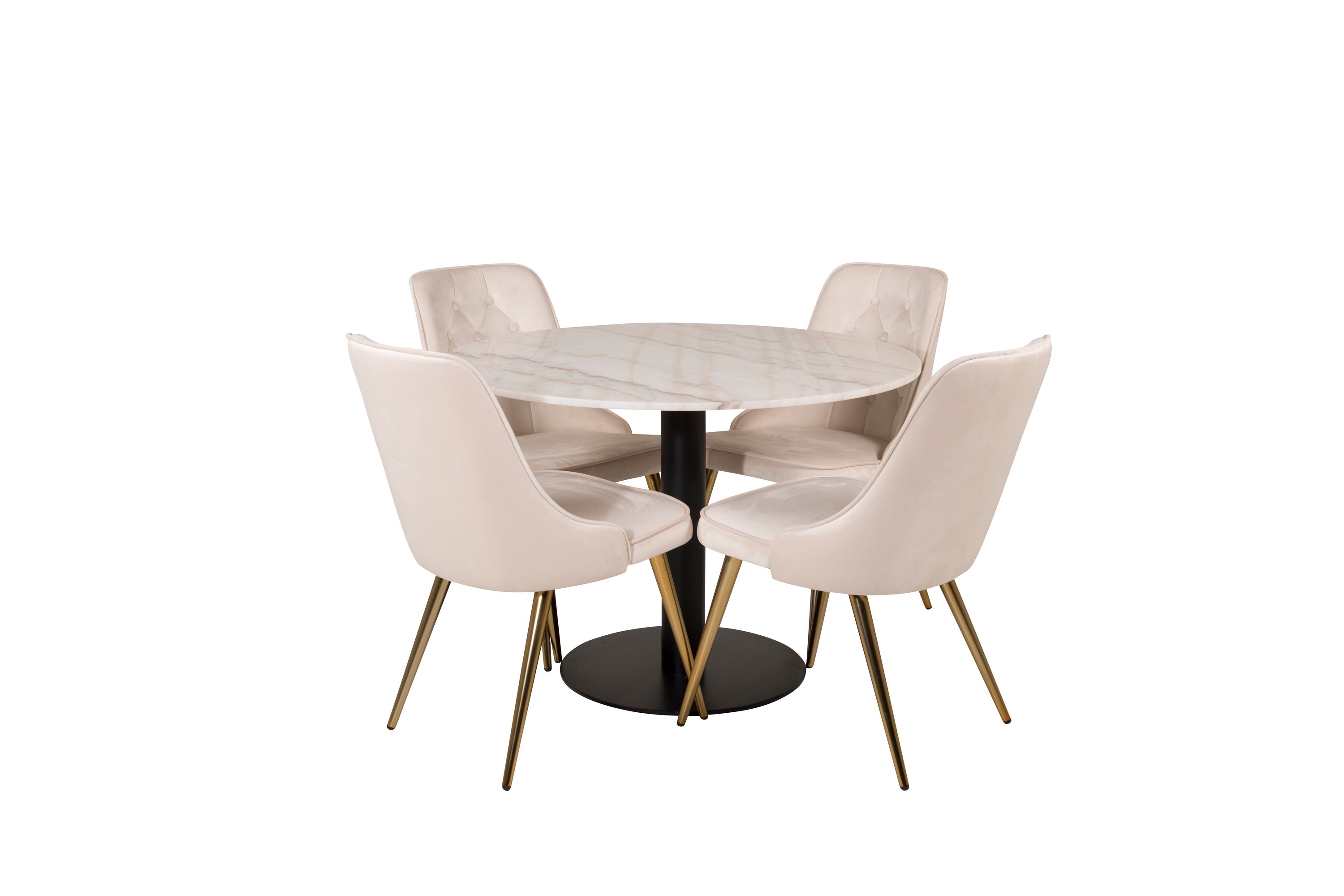 Matgrupp Netanya 106 cm med 4 Chantor Lyx Sammetsstolar