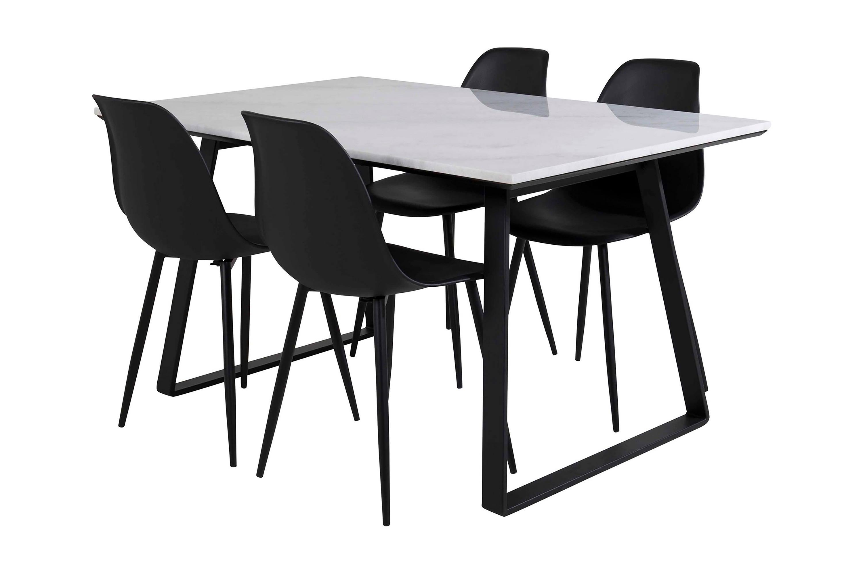 Matgrupp Netanya 140 cm inkl 4 Yegua Stolar Marmor/Vit/Svart