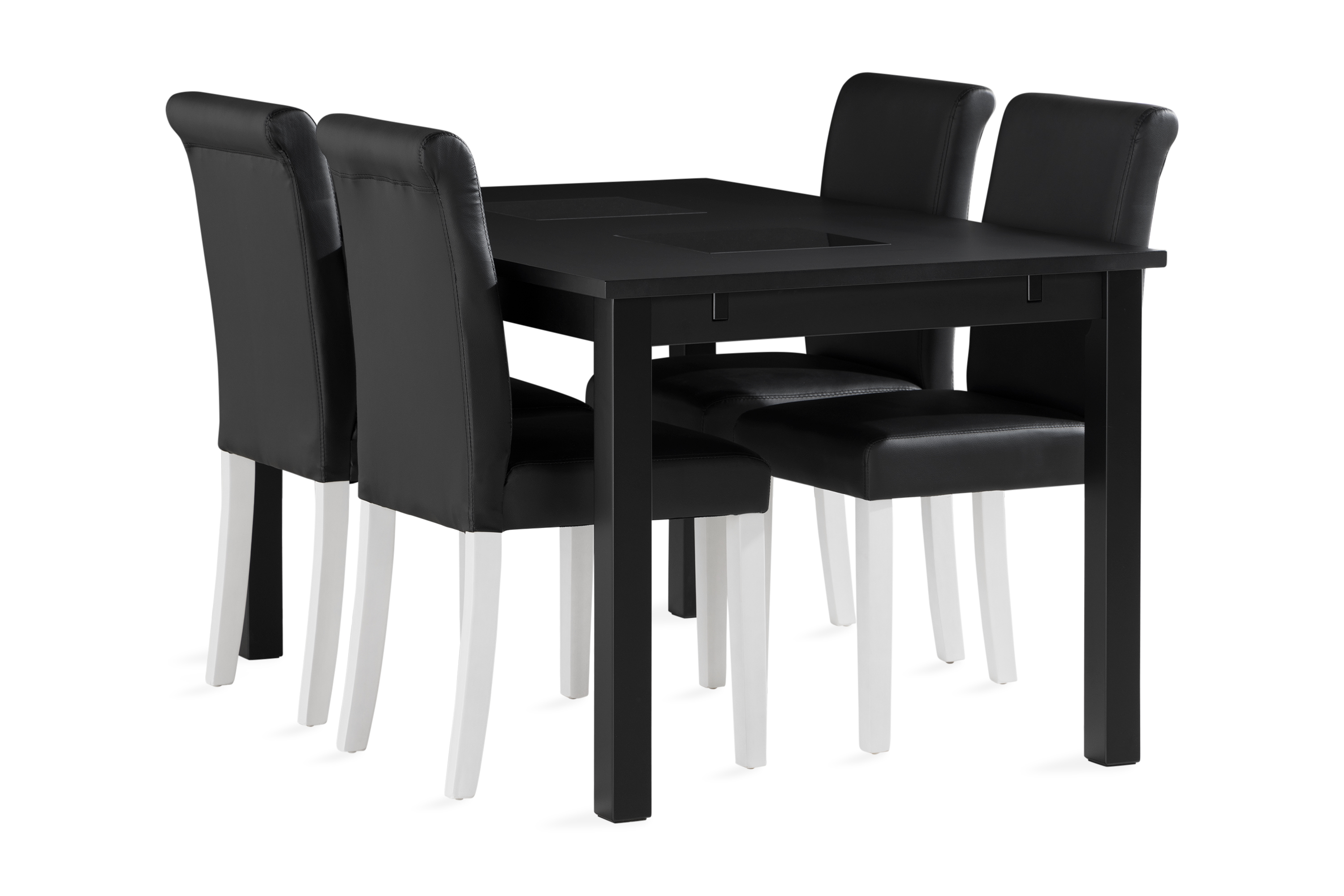 Matgrupp Octavia 140 cm inkl 4 Hofdane Stolar Konstläder Svart