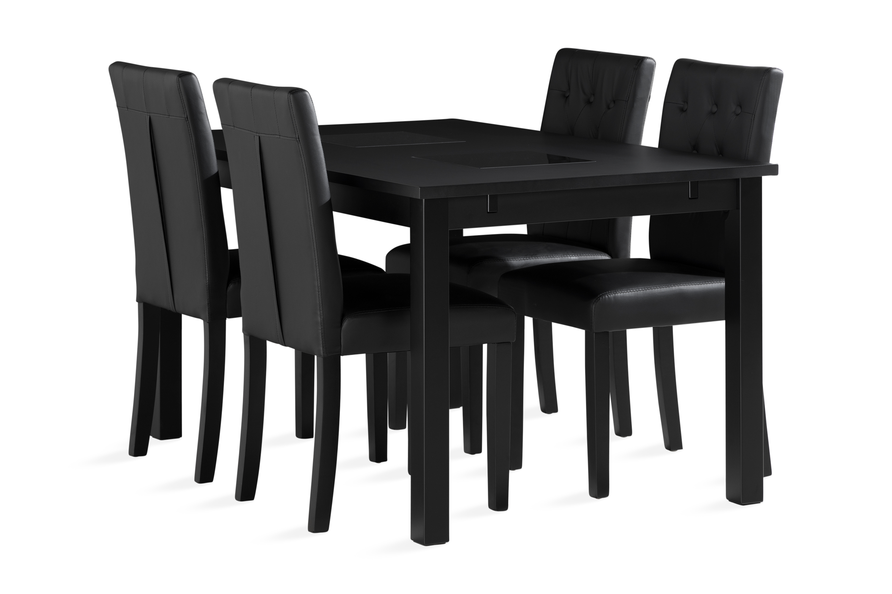 Matgrupp Octavia 140 cm inkl 4 Sonnarp Stolar Konstläder Svart