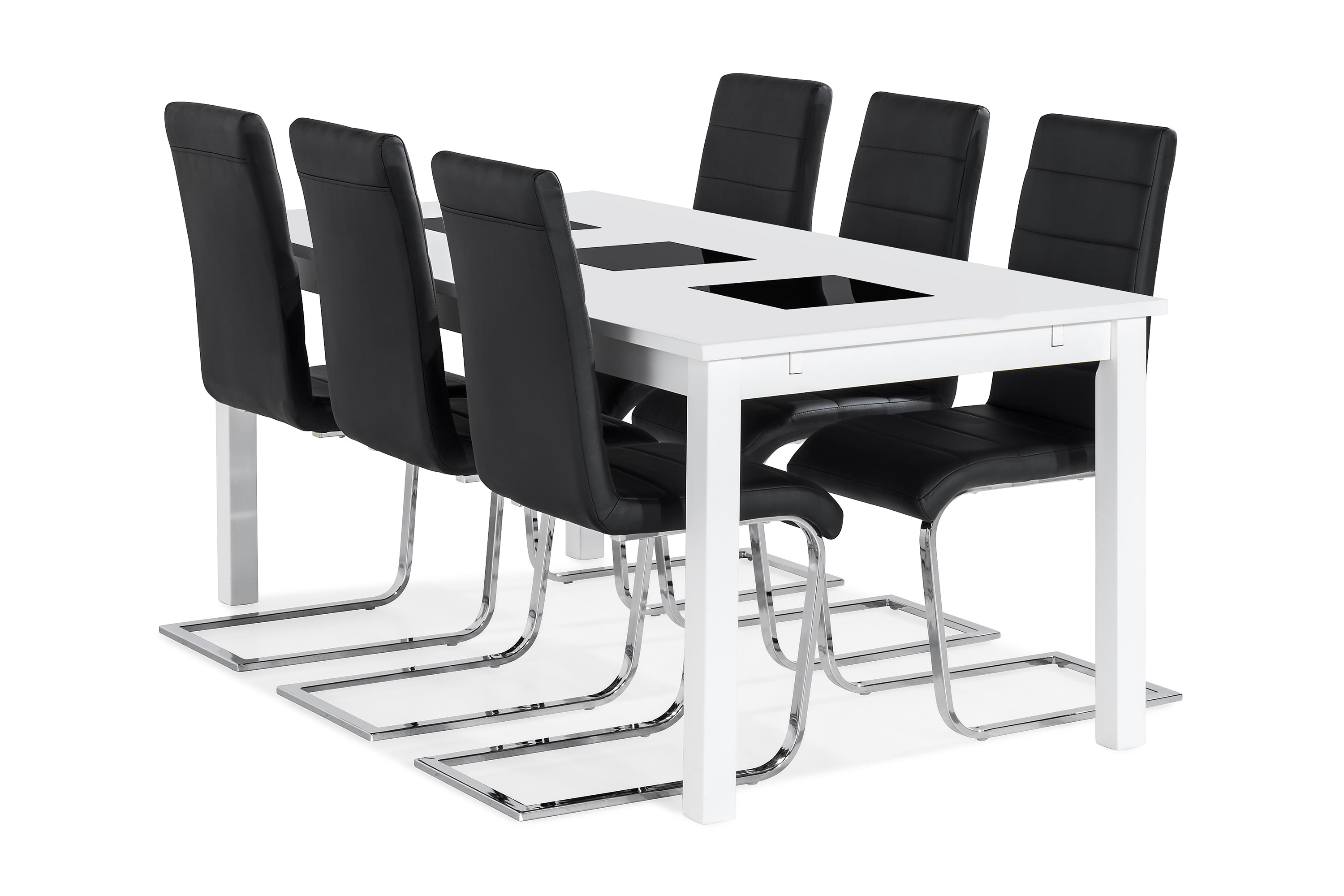 Matgrupp Octavia Förlängningsbar 180 cm med 6 Jack Stol VitSvart