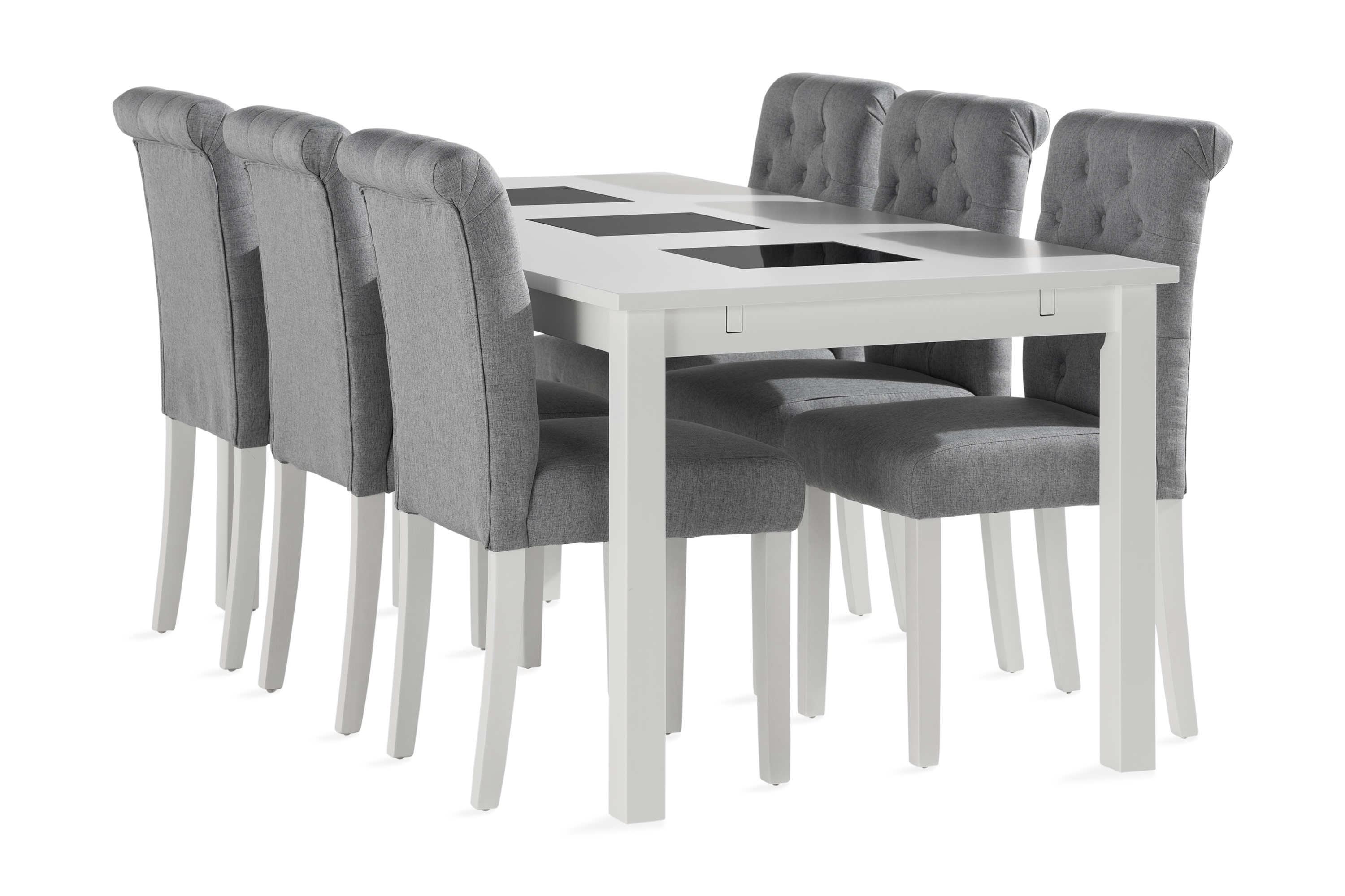 Matgrupp Octavia Förlängningsbar 180cm inkl 6 Svanberga Stol Vit