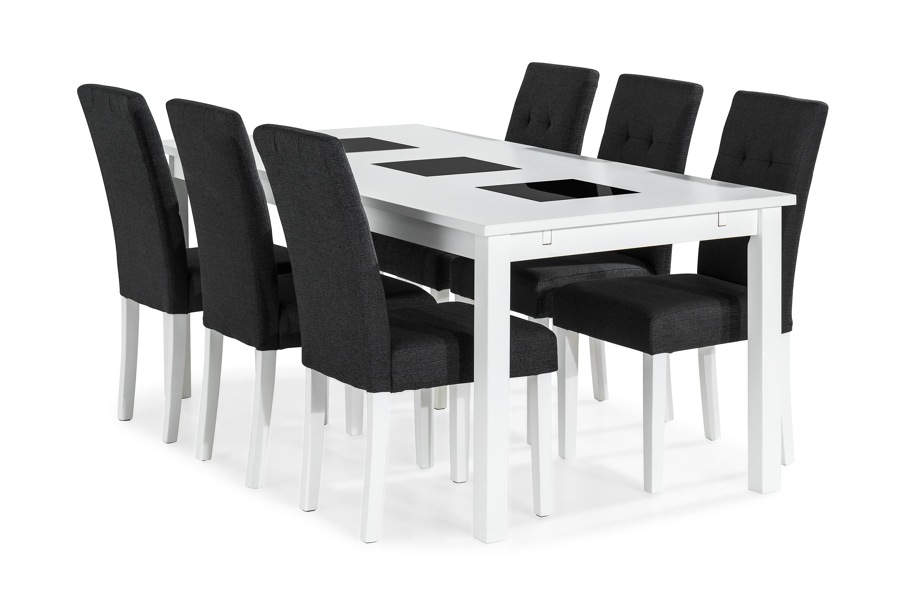 Matgrupp Octavia Vit/Mörkgråmed 6 st Leo Stol